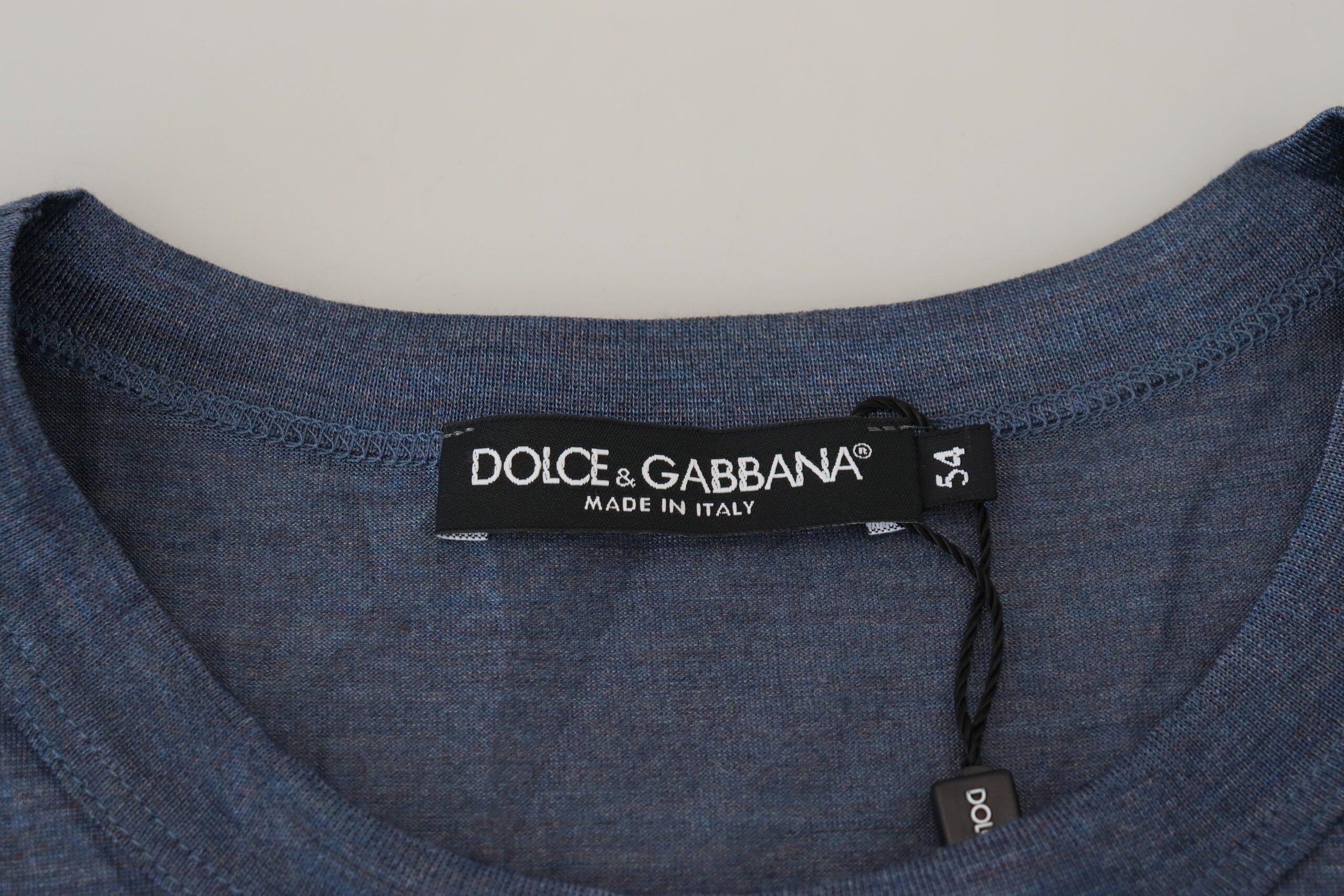 Синя копринена мъжка тениска с къс ръкав Dolce & Gabbana