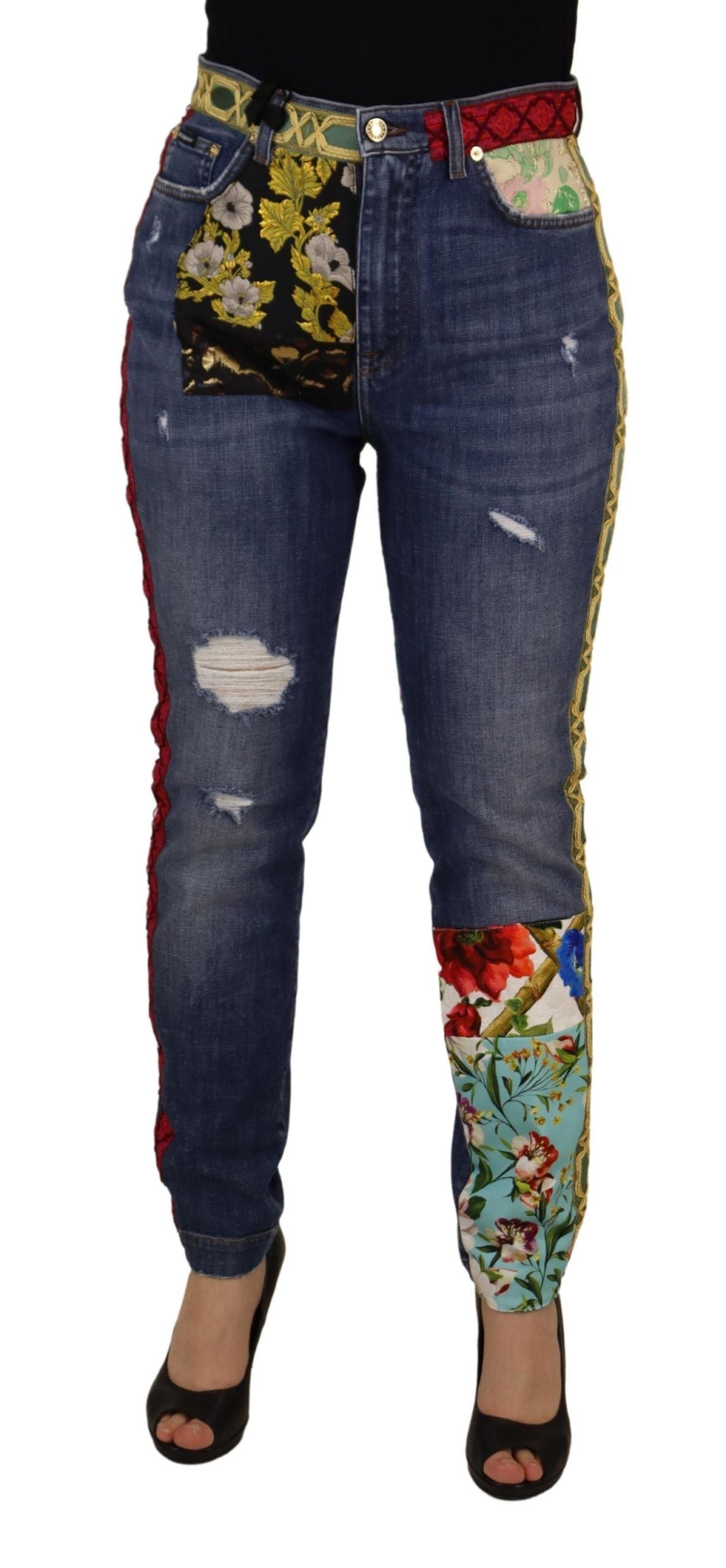 Dolce & Gabbana Blue пачуърк дънки с висока талия