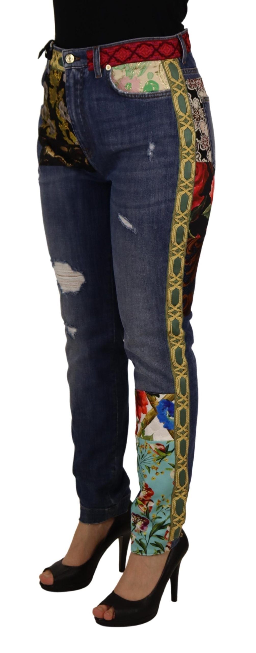 Dolce & Gabbana Blue пачуърк дънки с висока талия