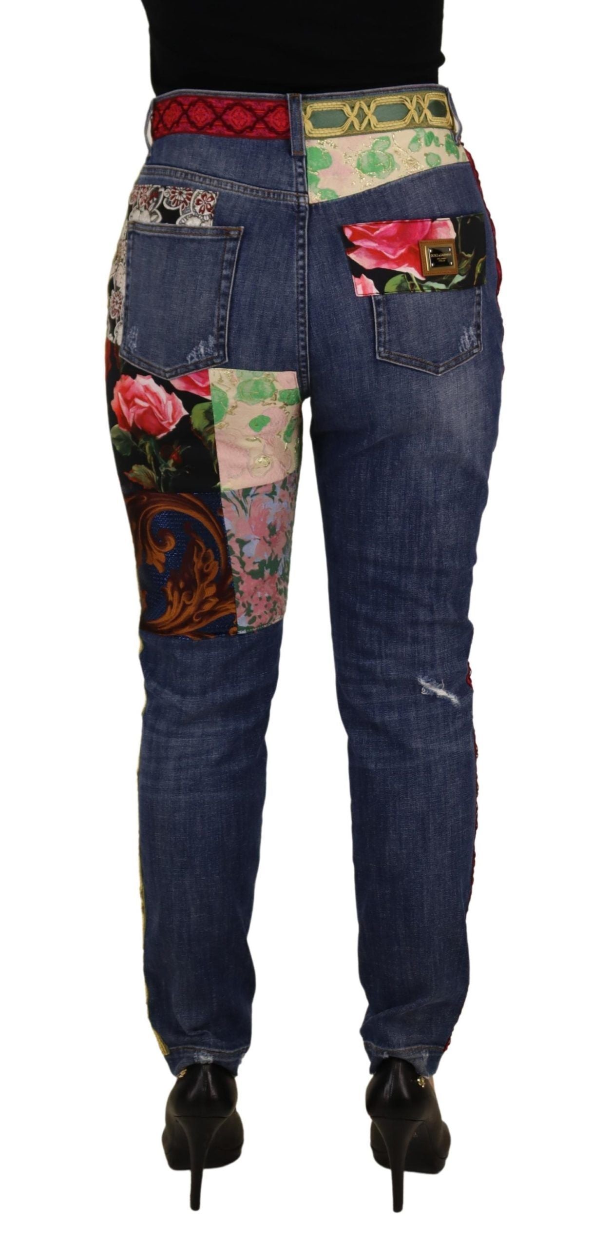 Dolce & Gabbana Blue пачуърк дънки с висока талия