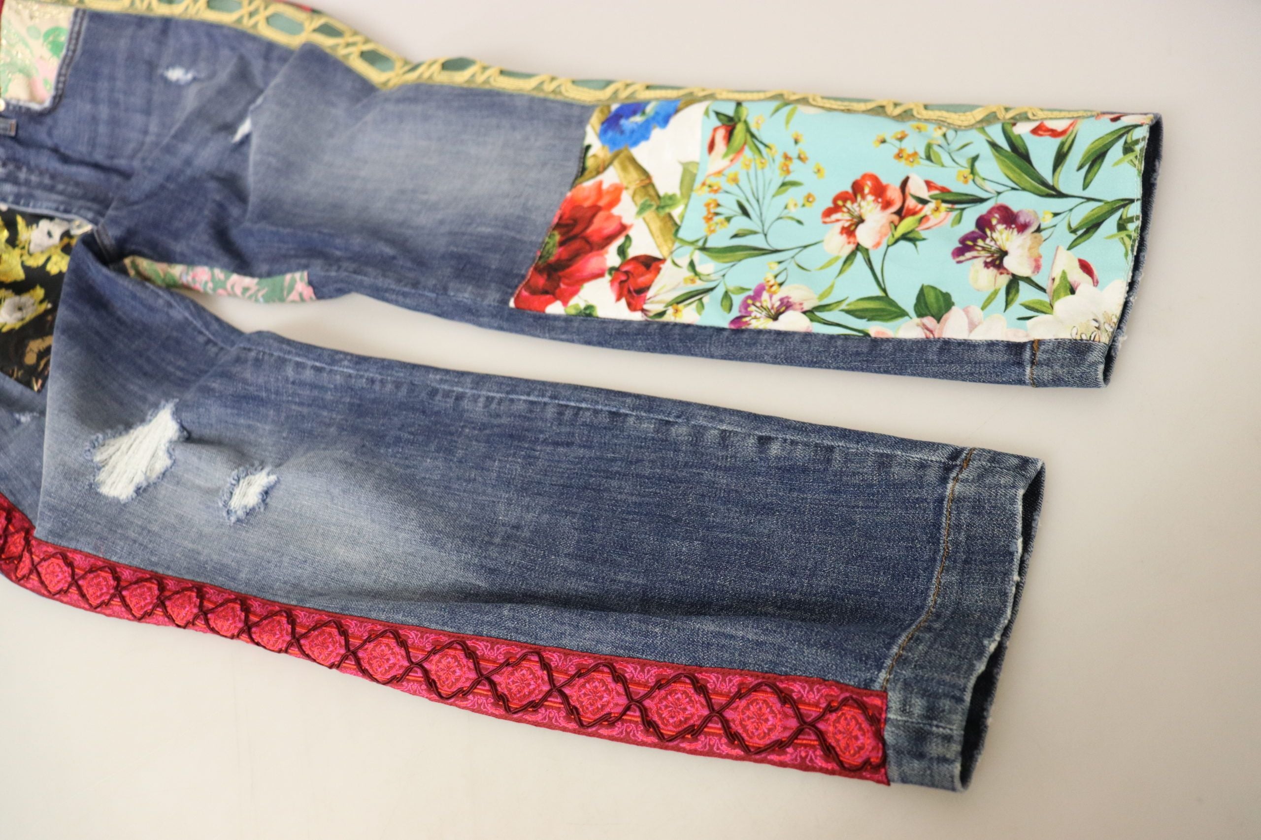 Dolce & Gabbana Blue пачуърк дънки с висока талия