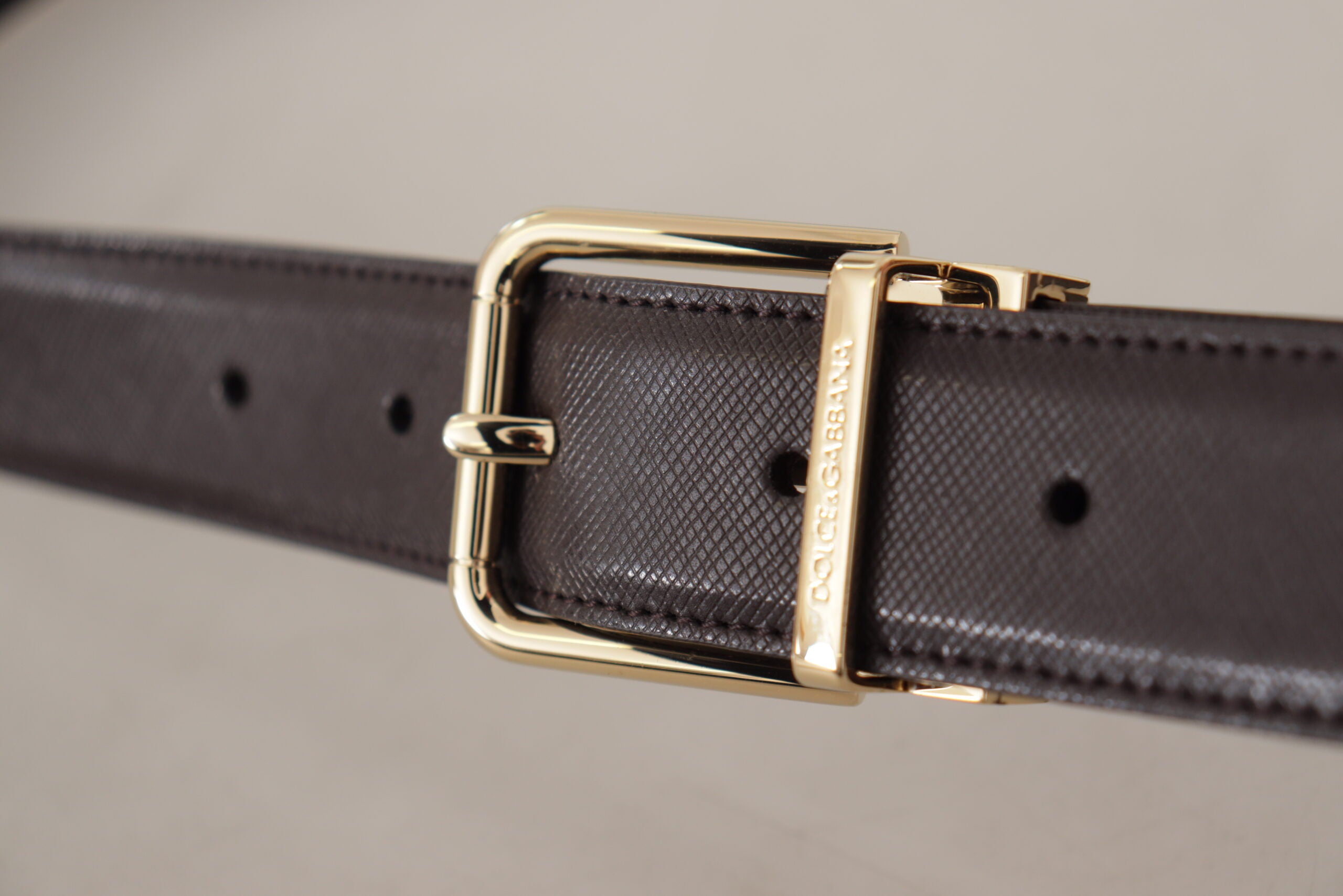 Dolce & Gabbana Elegant Leather Logo Engraved Belt