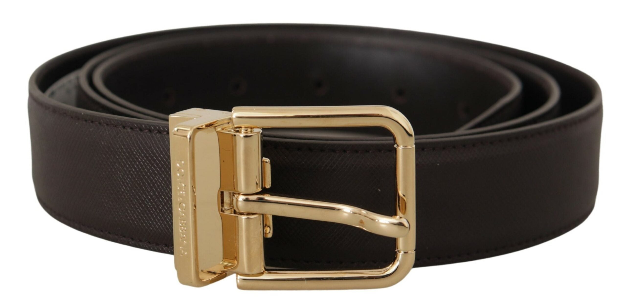 Dolce & Gabbana Elegant Leather Logo Engraved Belt