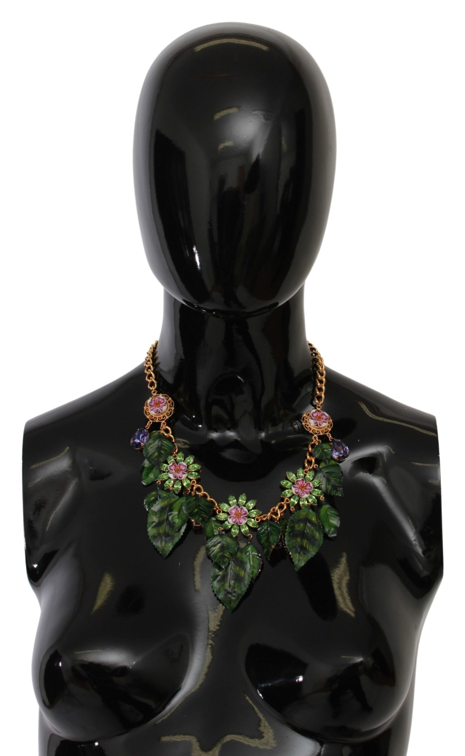 Dolce & Gabbana Floral Crystal Charm Златно месингово колие
