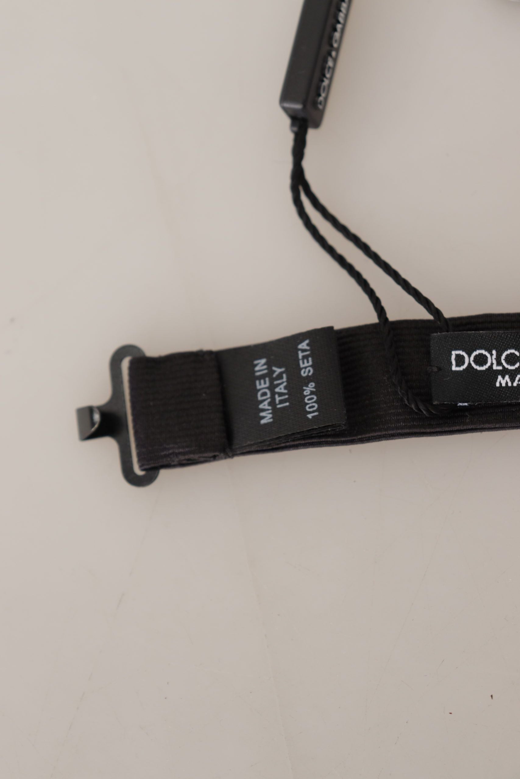 Dolce & Gabbana черна 100% копринена вратовръзка Papillon с регулируема яка