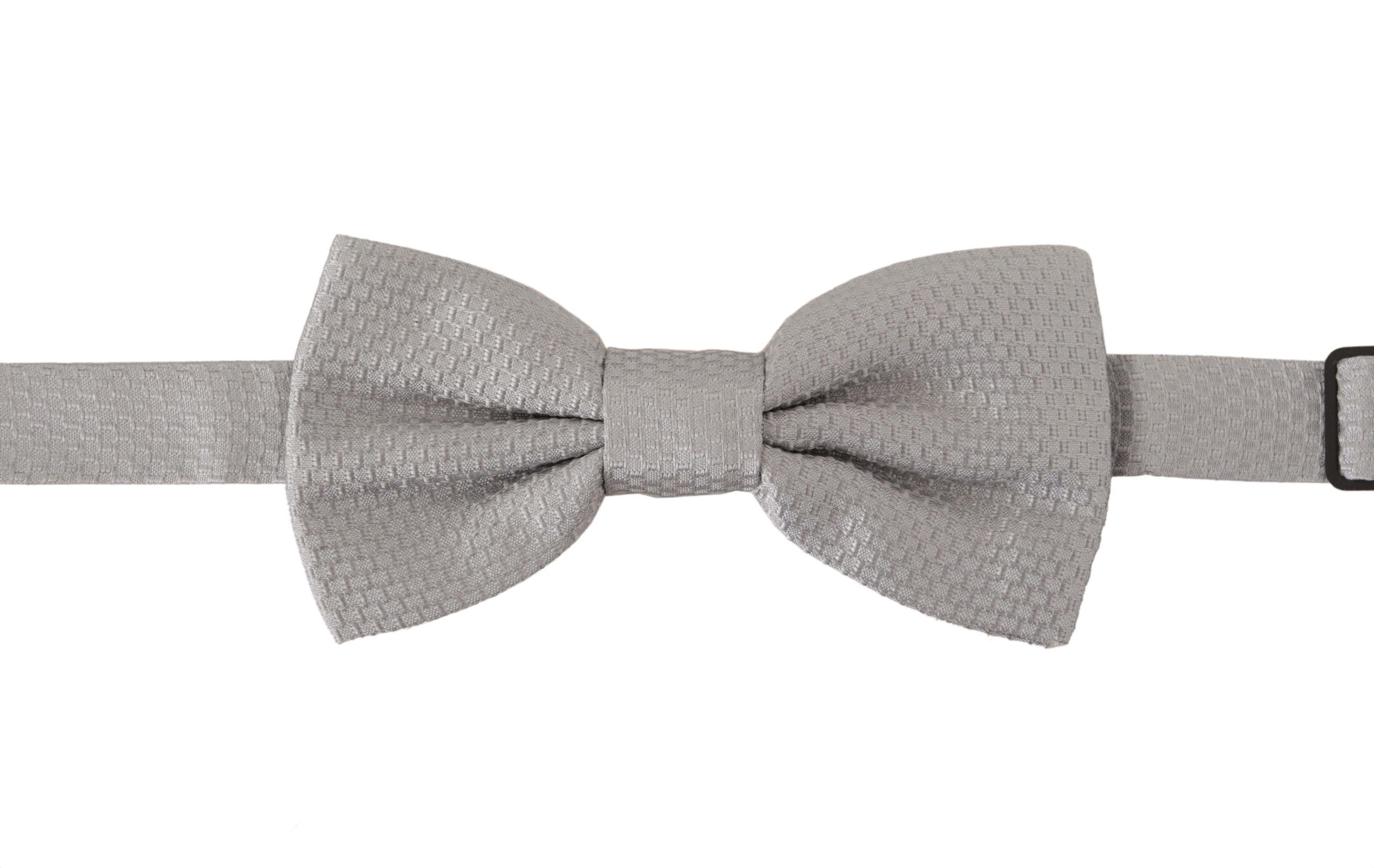 Dolce & Gabbana сива 100% копринена вратовръзка Papillon с регулируема яка