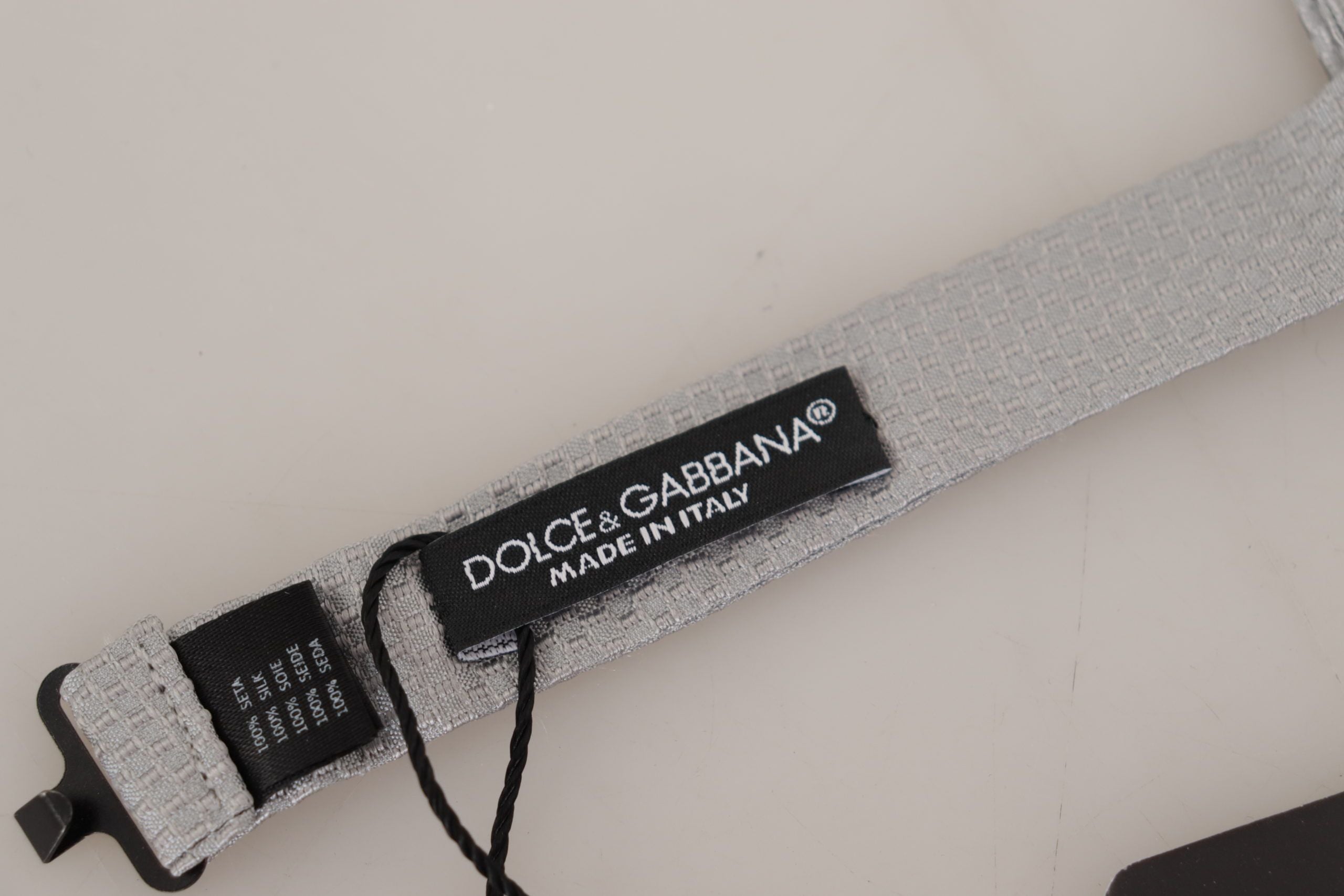 Dolce & Gabbana сива 100% копринена вратовръзка Papillon с регулируема яка