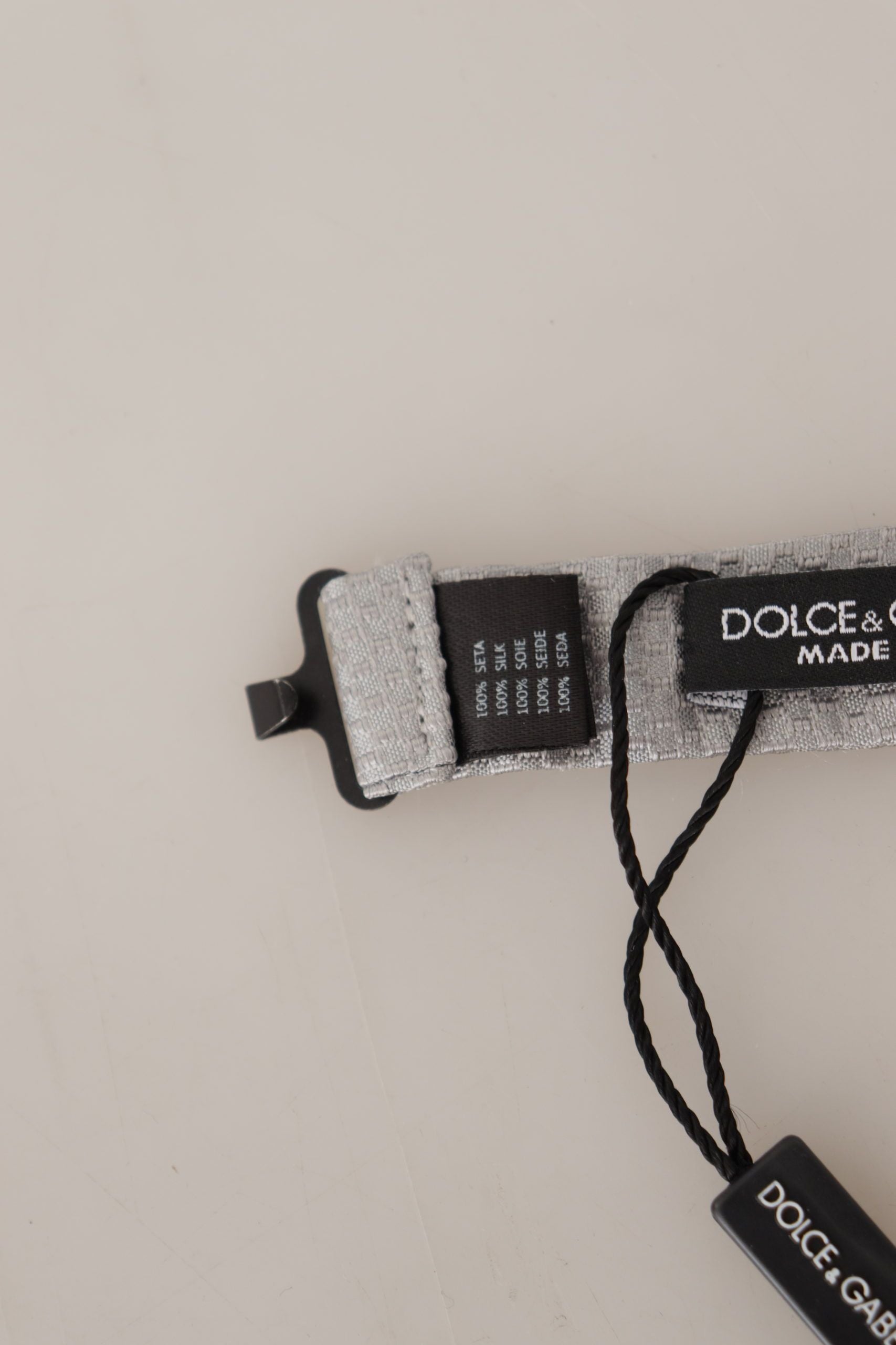 Dolce & Gabbana сива 100% копринена вратовръзка Papillon с регулируема яка