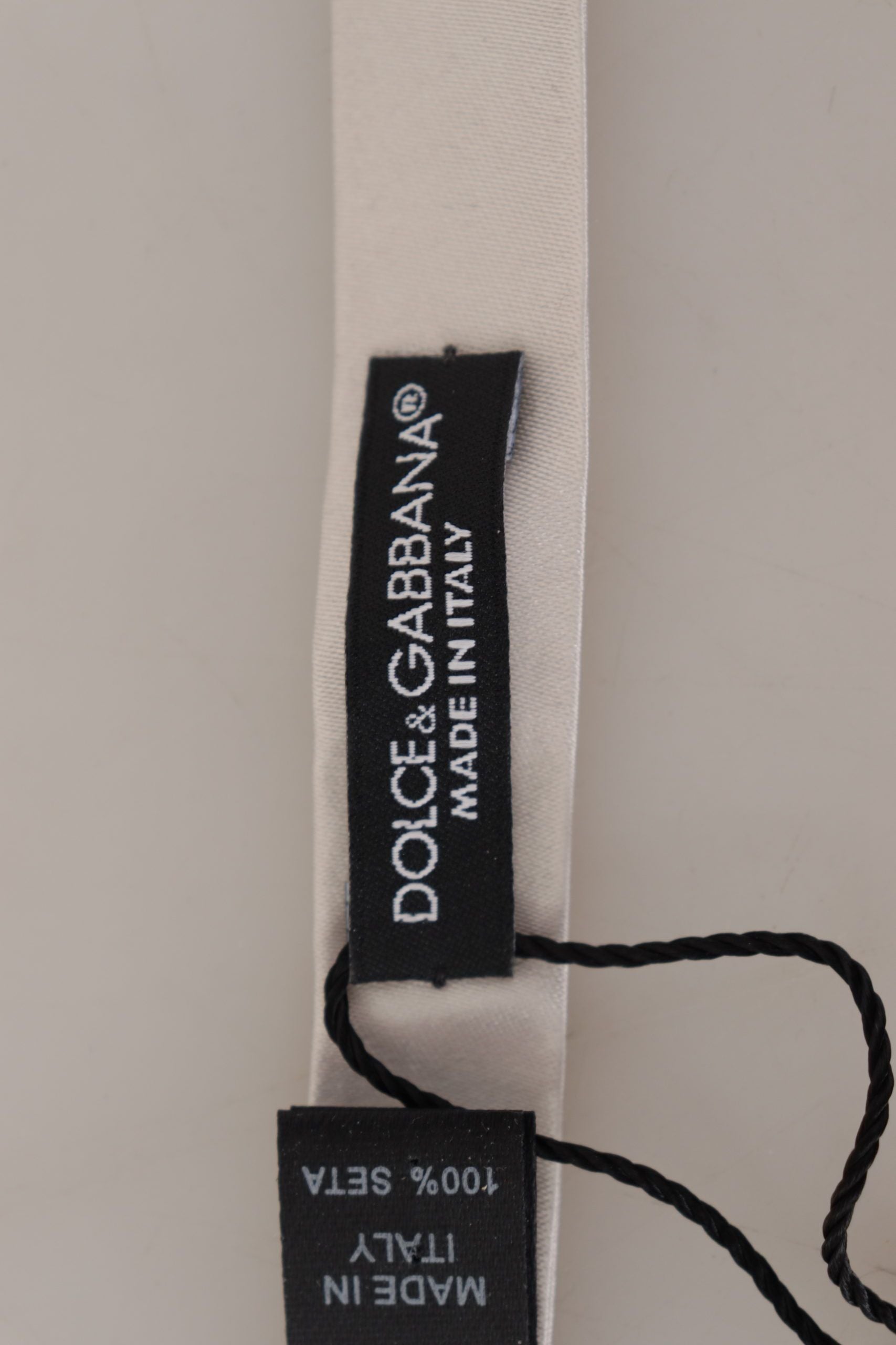 Dolce & Gabbana сива 100% копринена вратовръзка Papillon с регулируема яка