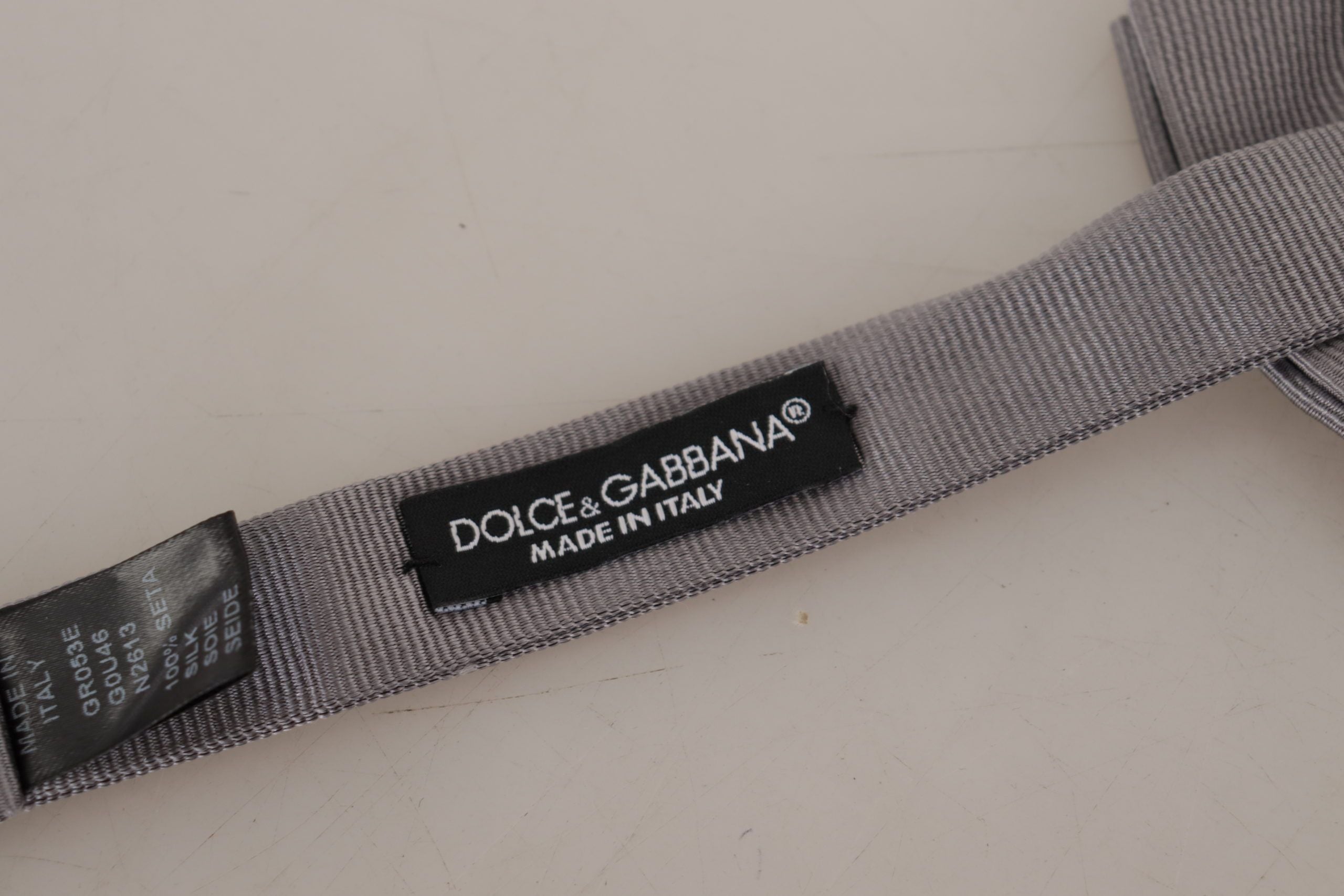 Dolce & Gabbana сива 100% копринена вратовръзка Papillon с регулируема яка