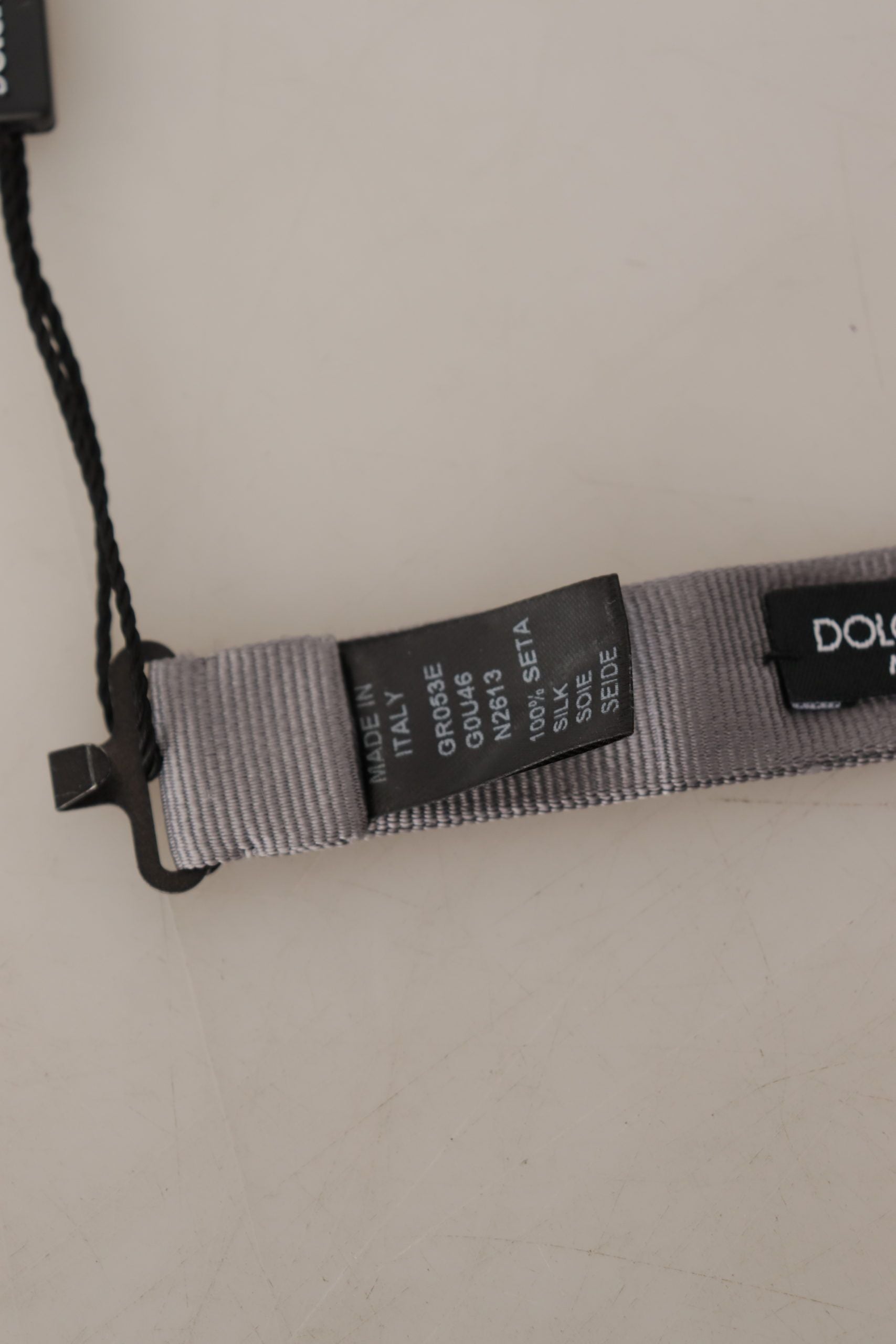 Dolce & Gabbana сива 100% копринена вратовръзка Papillon с регулируема яка