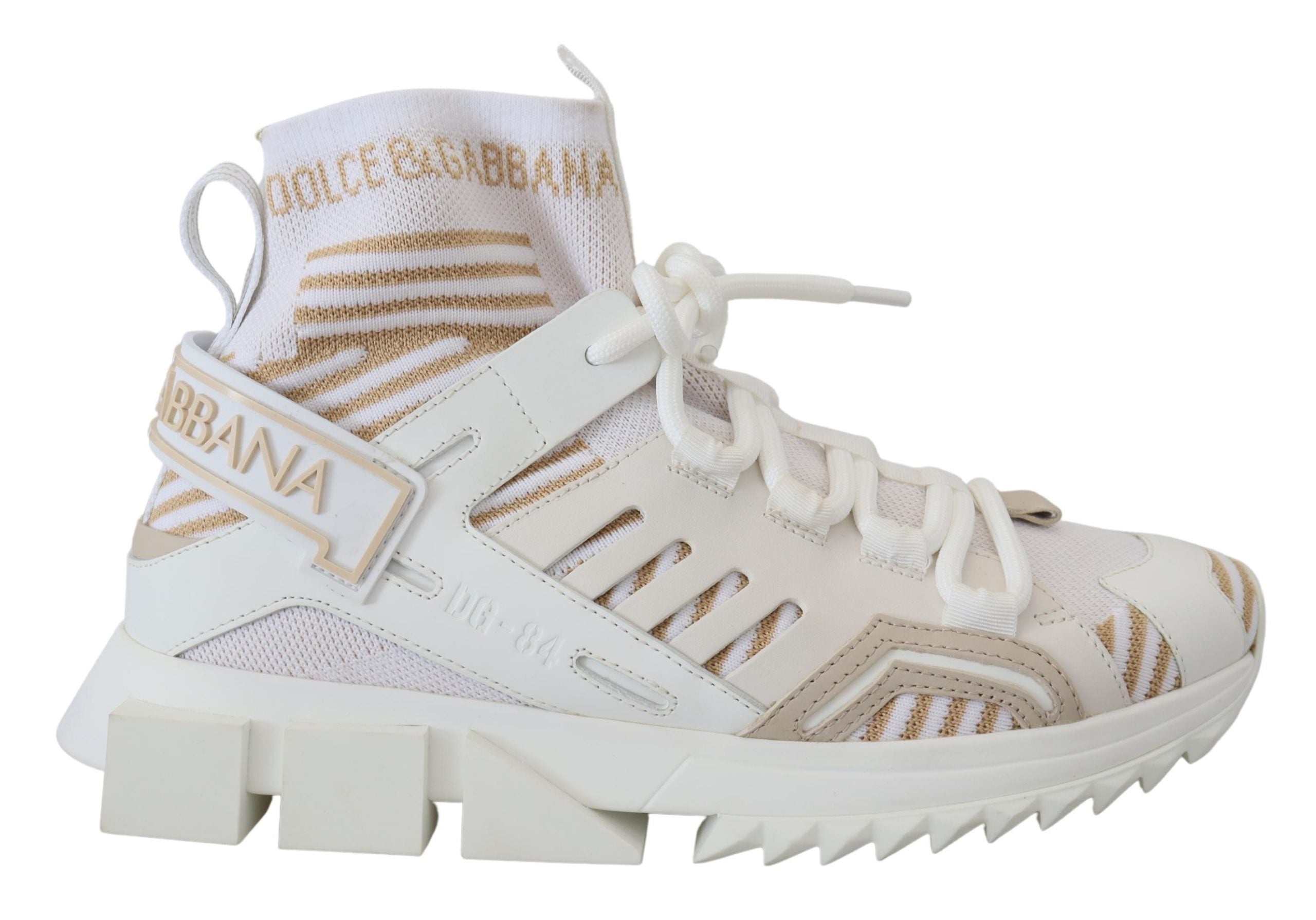 Dolce & Gabbana Elegant White Beige SORRENTO Sneakers