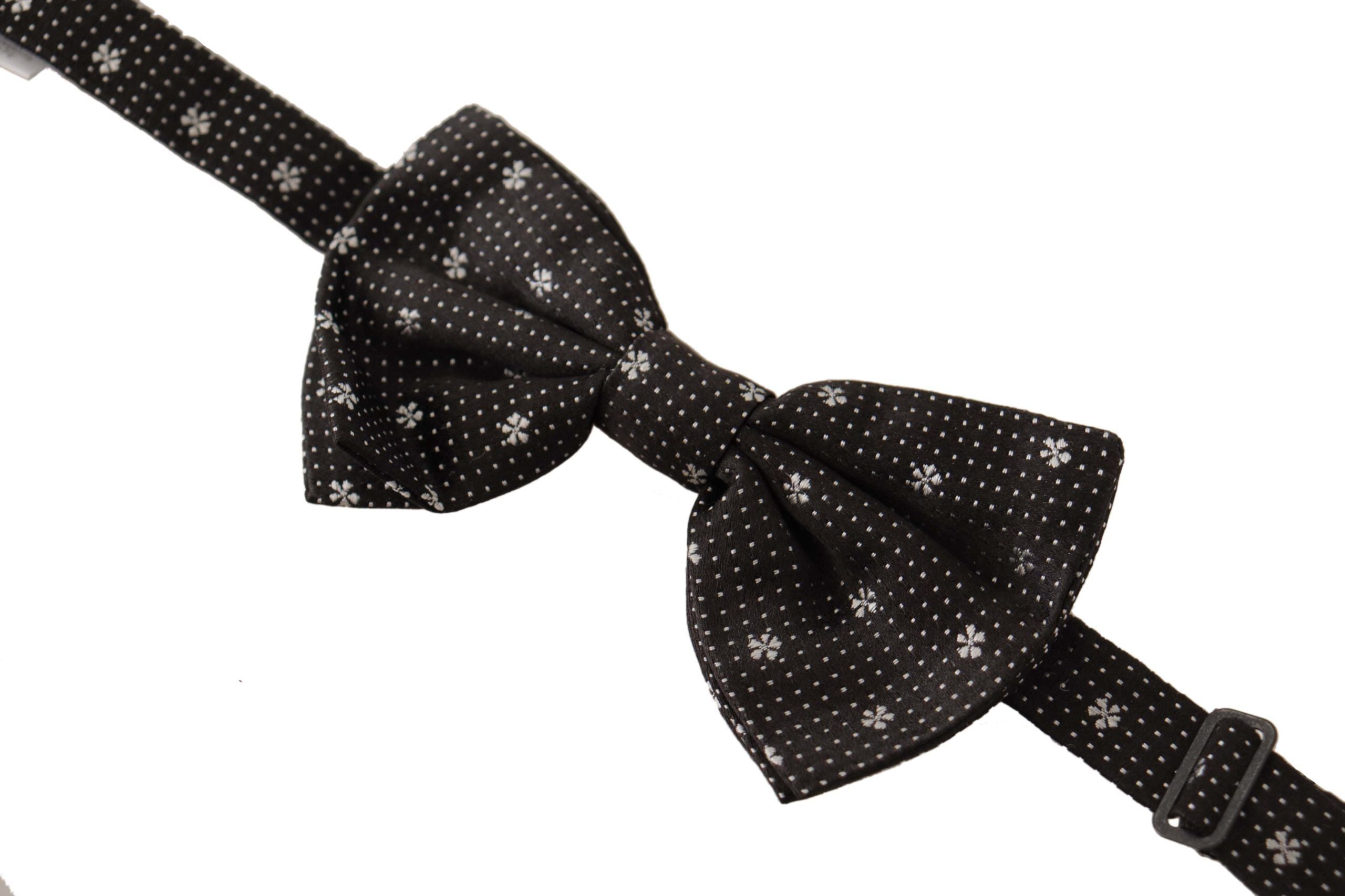 Dolce & Gabbana черно-бяла вратовръзка Papillon на точки с копринено деколте