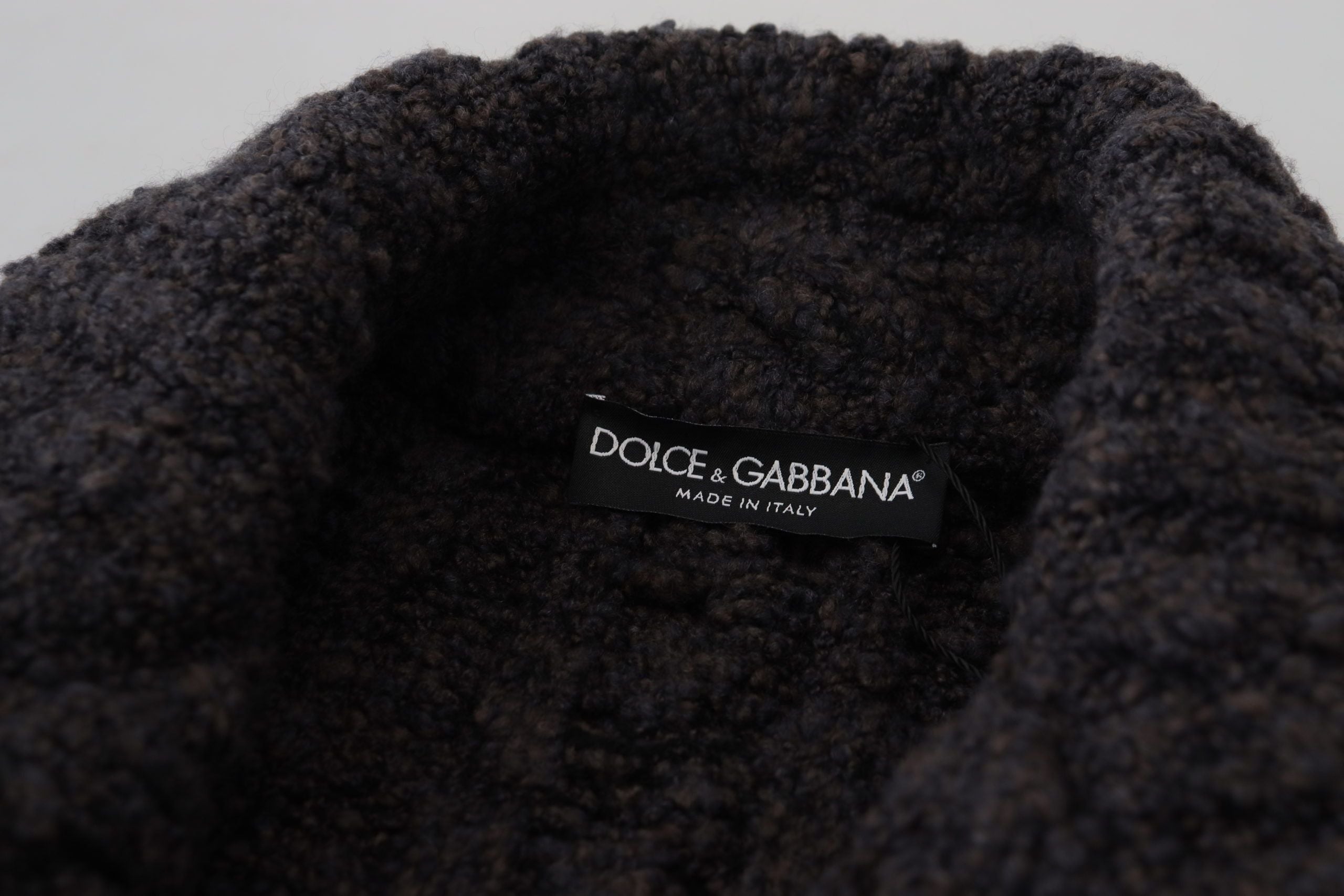 Черно вълнено плетено яке с двуредно палто Dolce & Gabbana