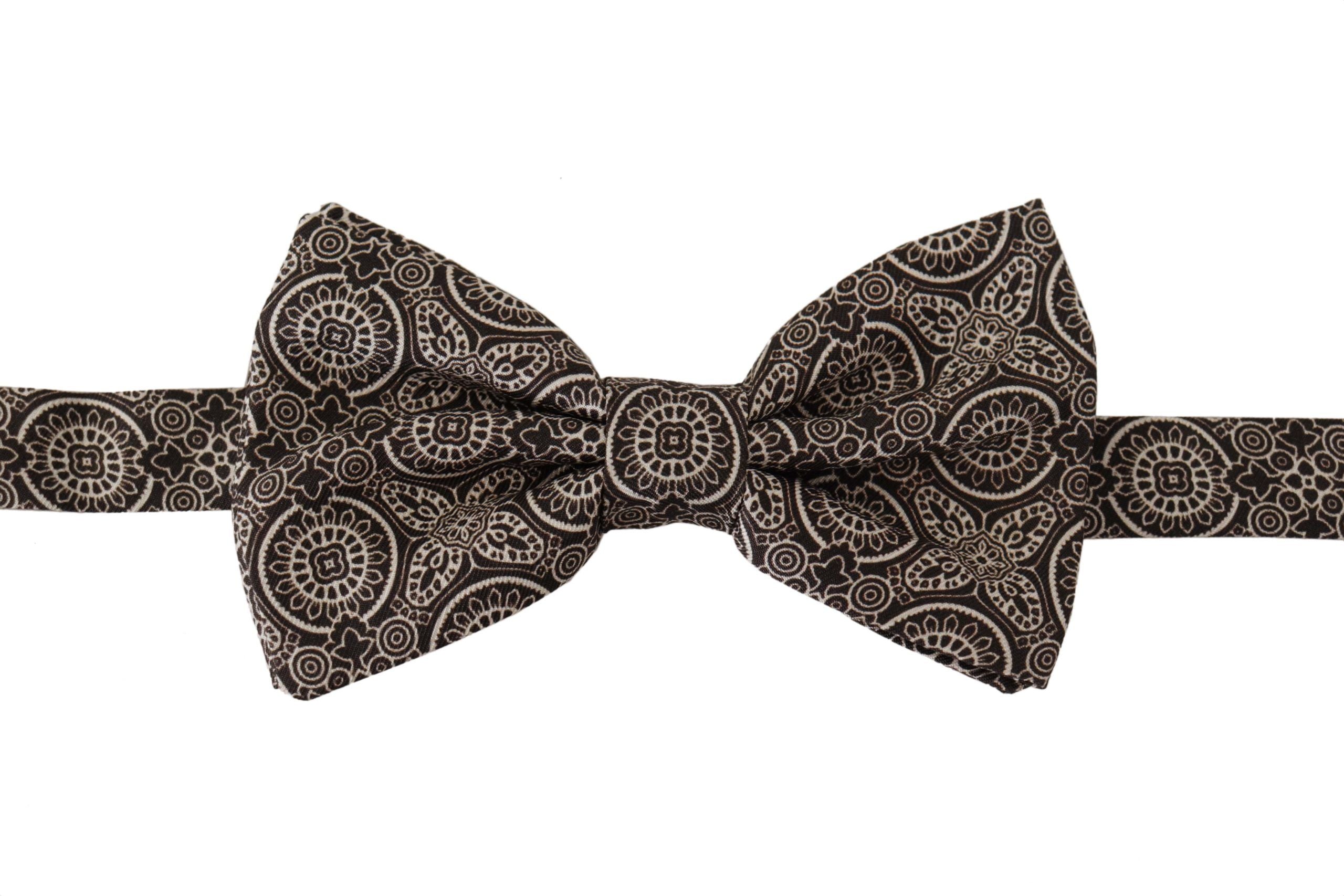 Dolce & Gabbana черно бяла 100% копринена вратовръзка Papillon с регулируема яка