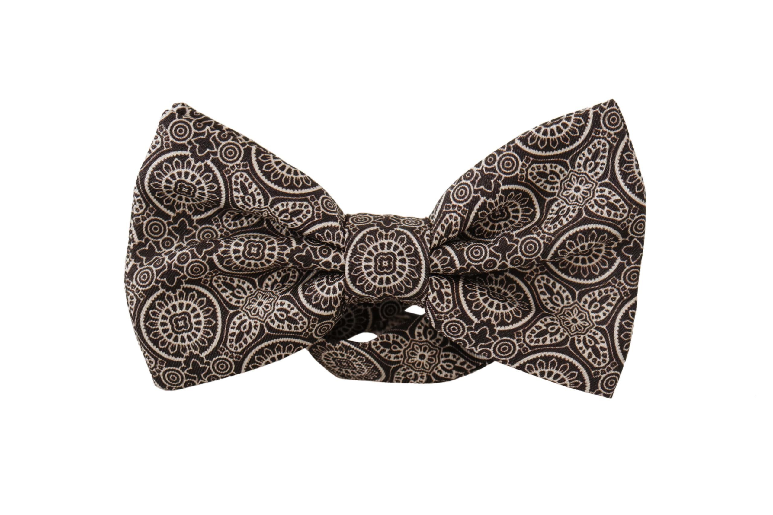 Dolce & Gabbana черно бяла 100% копринена вратовръзка Papillon с регулируема яка