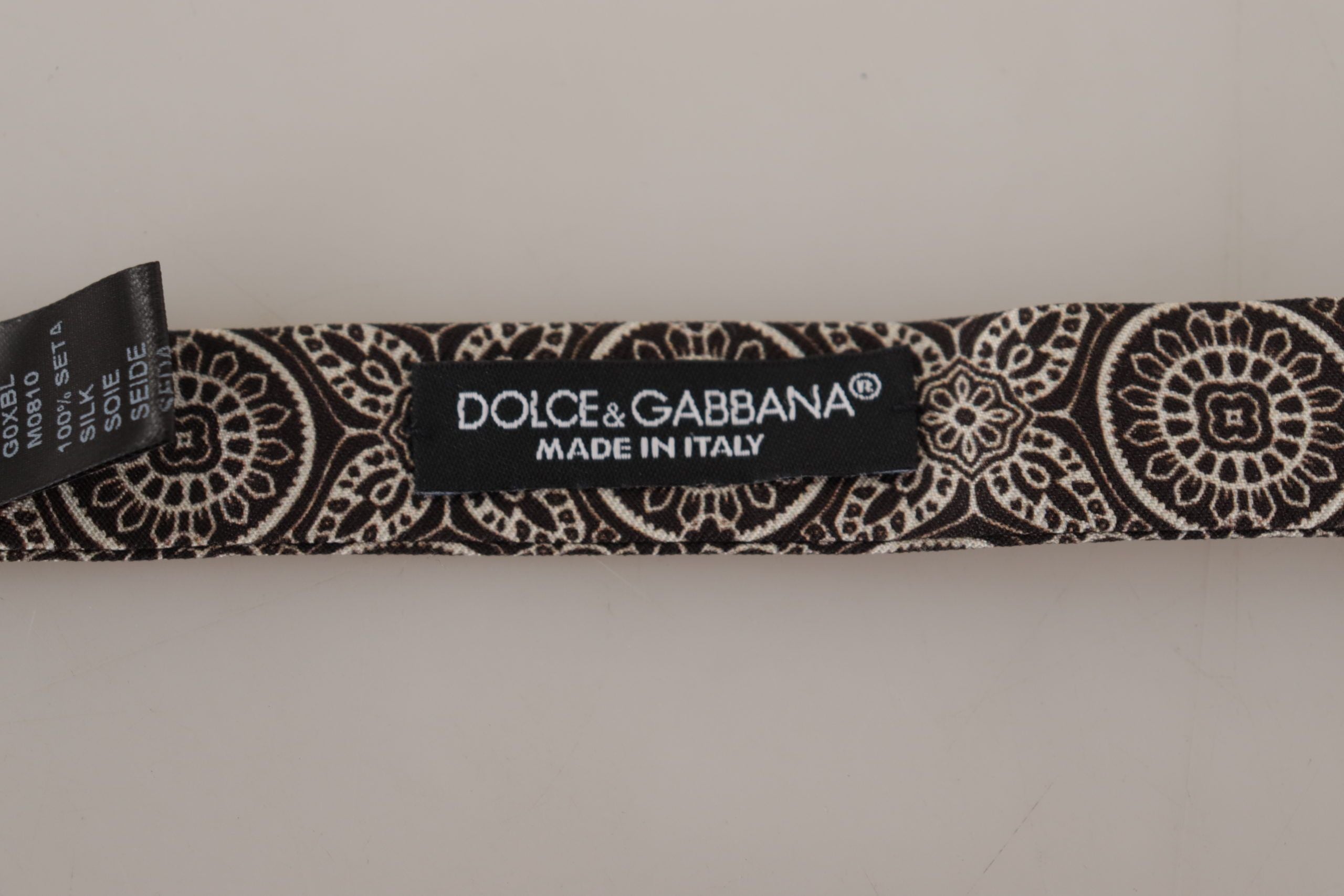 Dolce & Gabbana черно бяла 100% копринена вратовръзка Papillon с регулируема яка