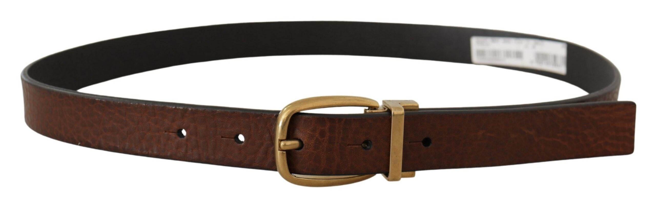 Dolce & Gabbana Elegant Brown Leather Belt with Logo Buckle