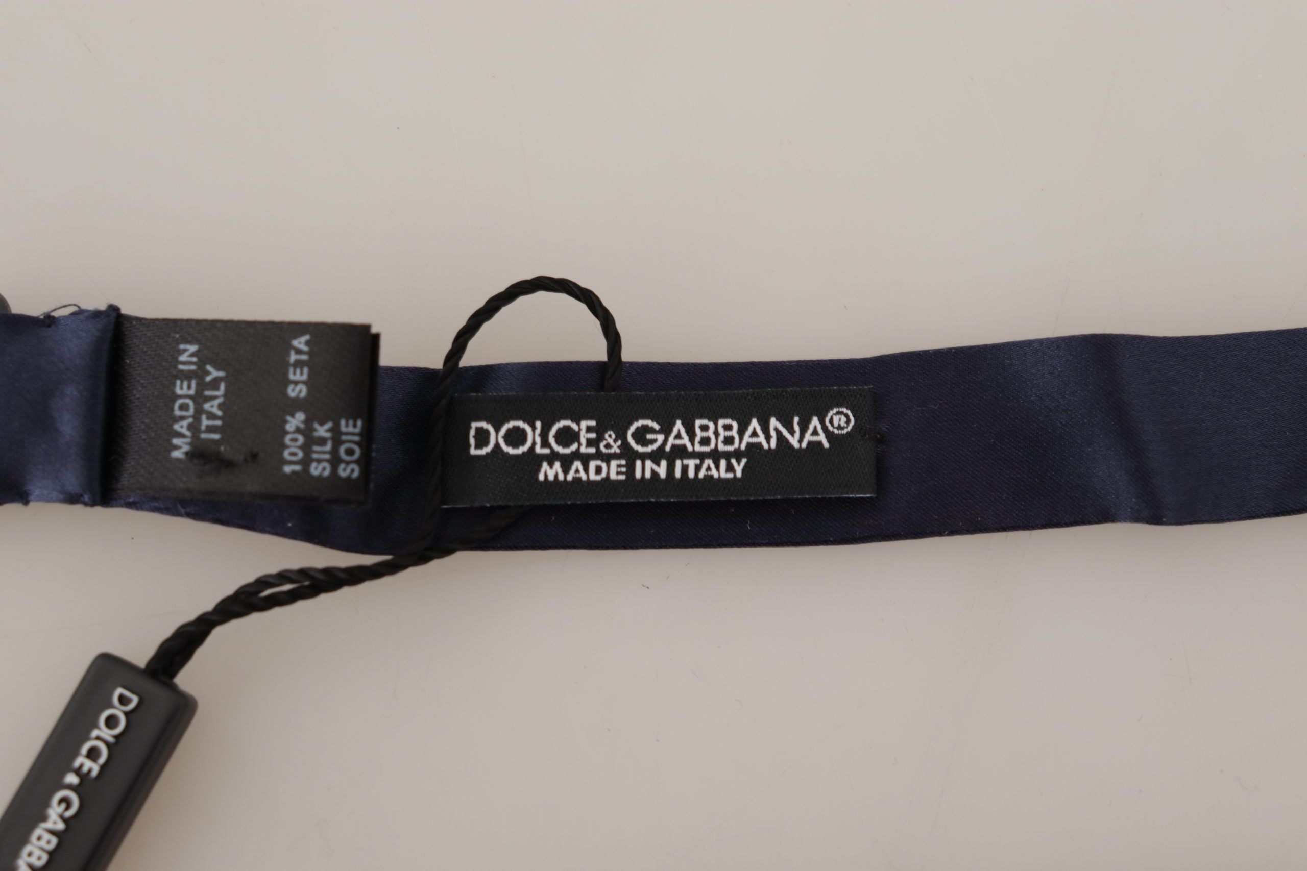 Dolce & Gabbana синя мъжка 100% копринена вратовръзка Papillon с регулируема яка