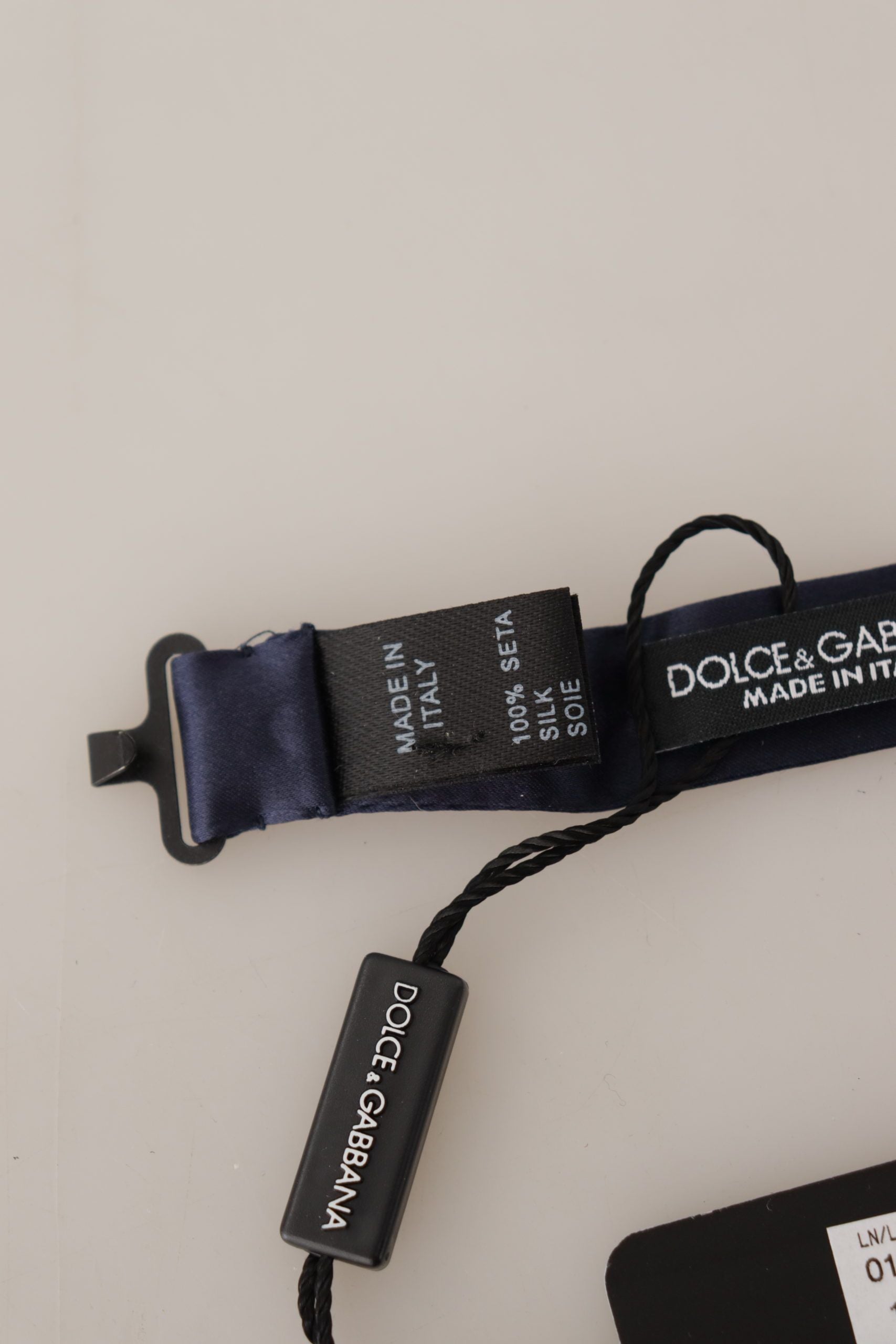 Dolce & Gabbana синя мъжка 100% копринена вратовръзка Papillon с регулируема яка