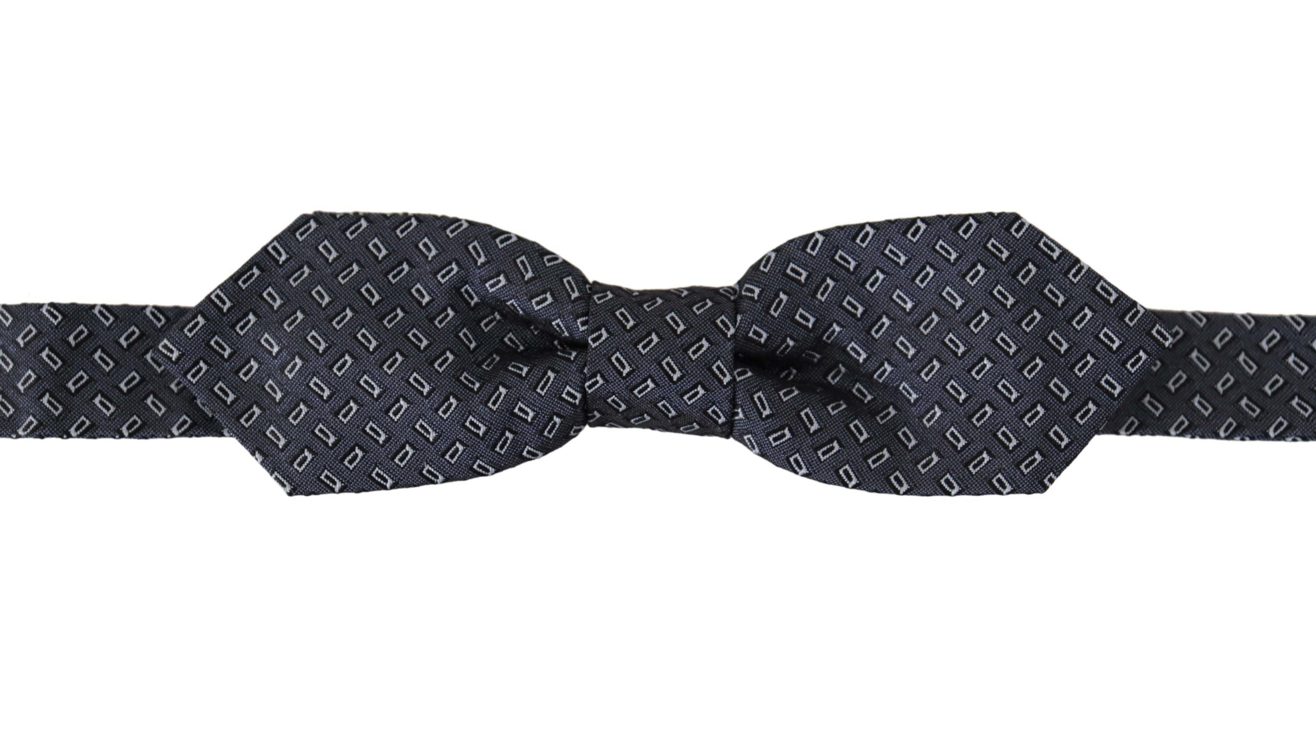 Dolce & Gabbana Blue Grey Polka Dot 100% копринена вратовръзка Papillon