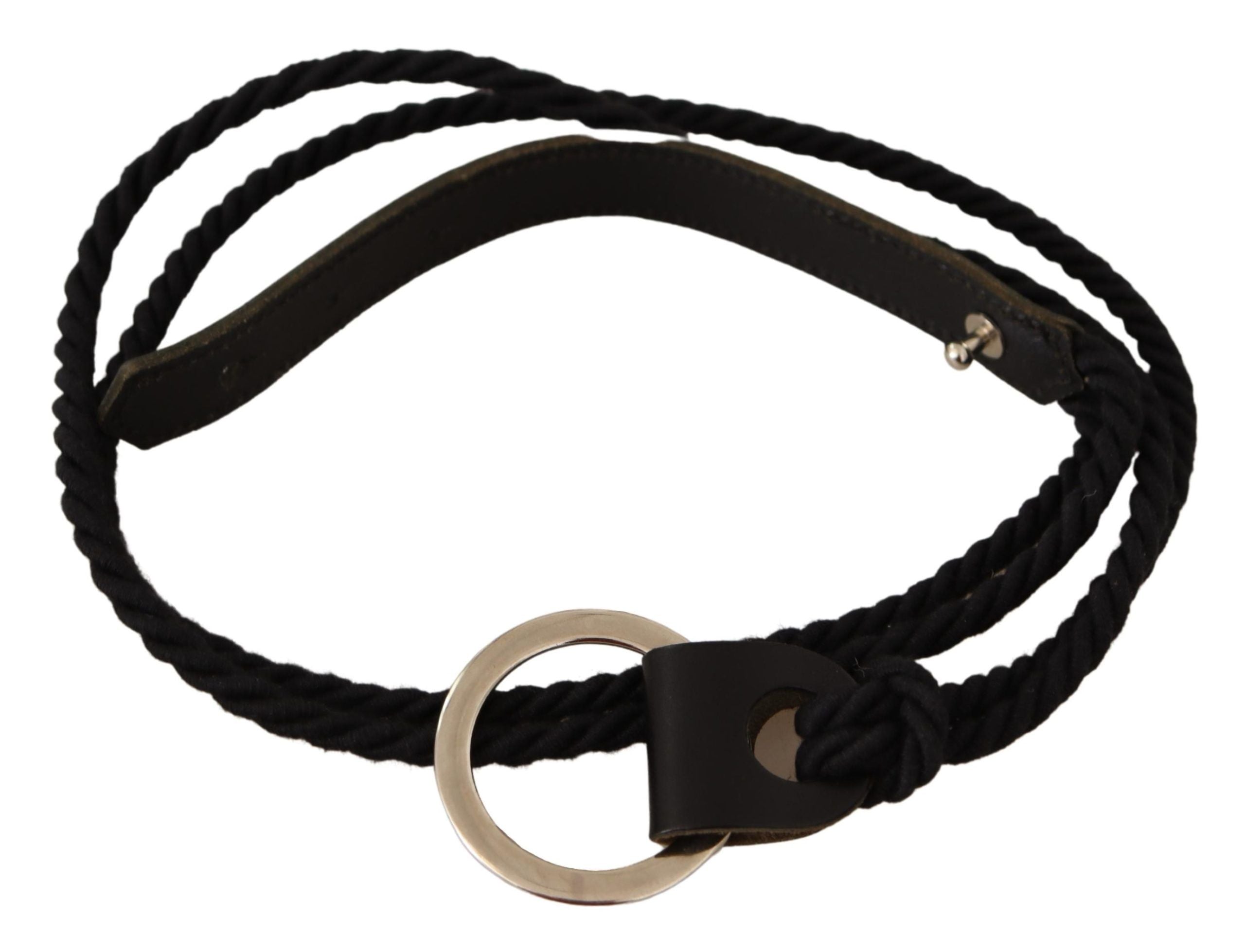 MILA SCHÖN Черен кожен тънък дамски колан с метална катарама