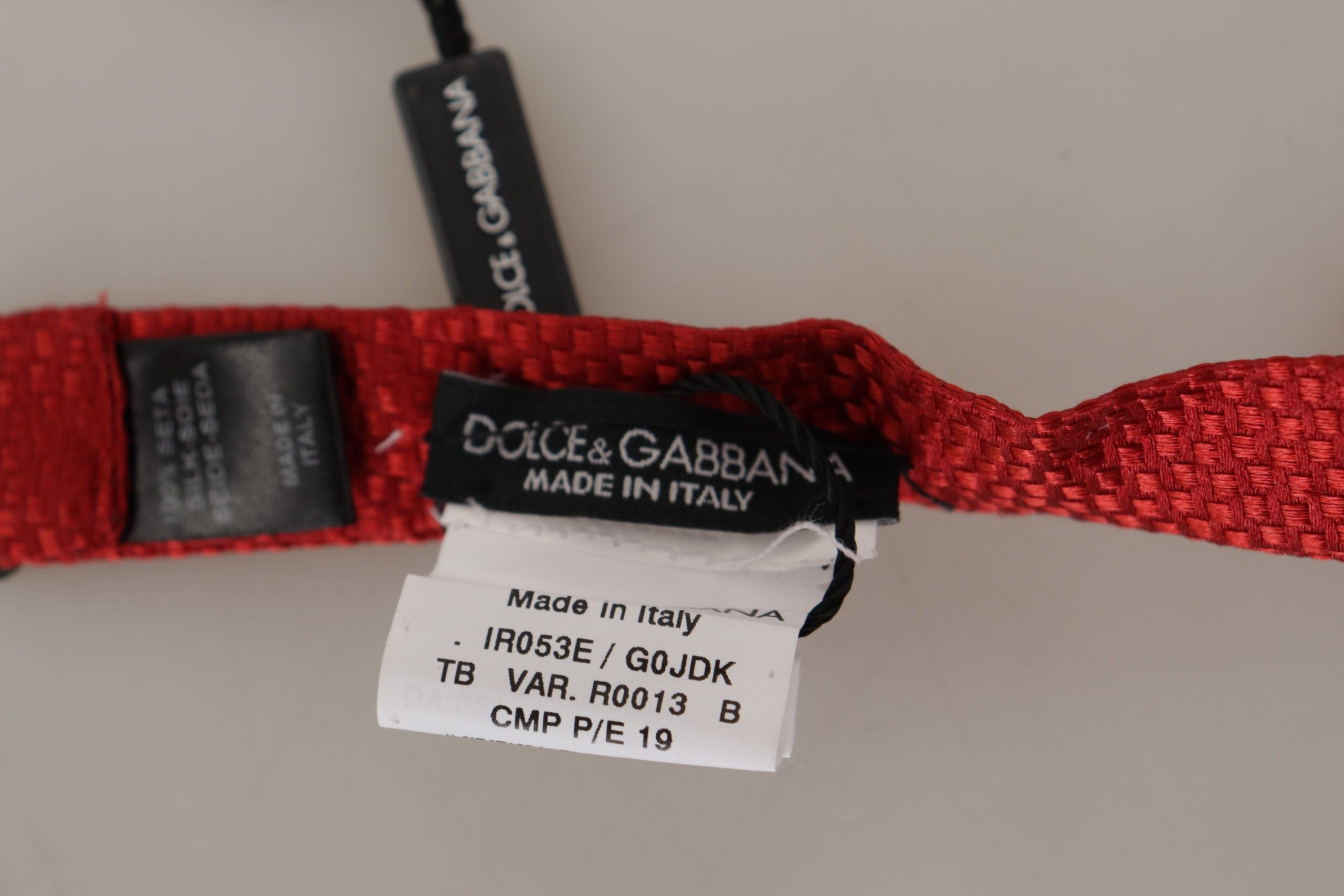 Dolce & Gabbana Червена 100% копринена тънка вратовръзка Papillon с регулируема яка