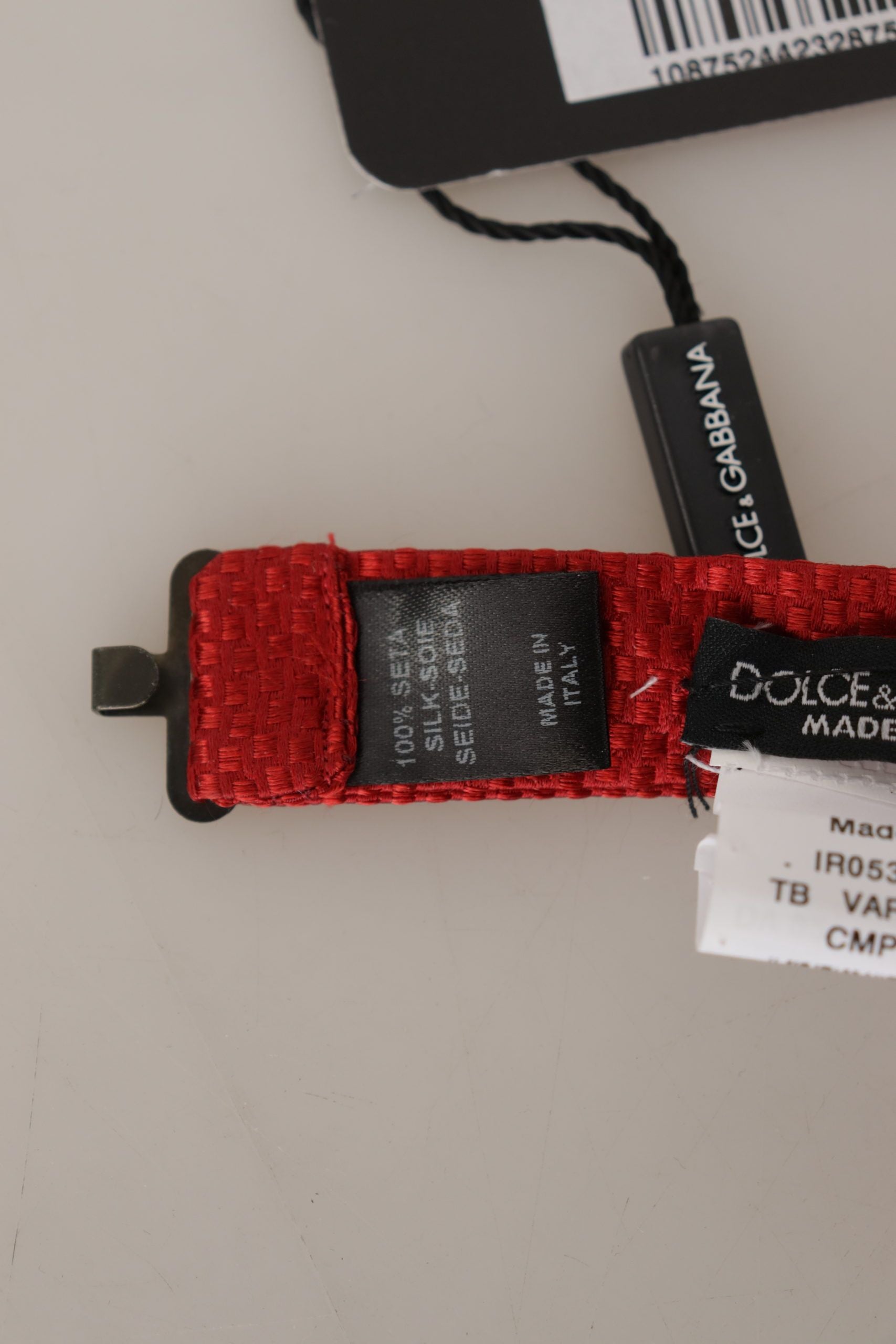 Dolce & Gabbana Червена 100% копринена тънка вратовръзка Papillon с регулируема яка