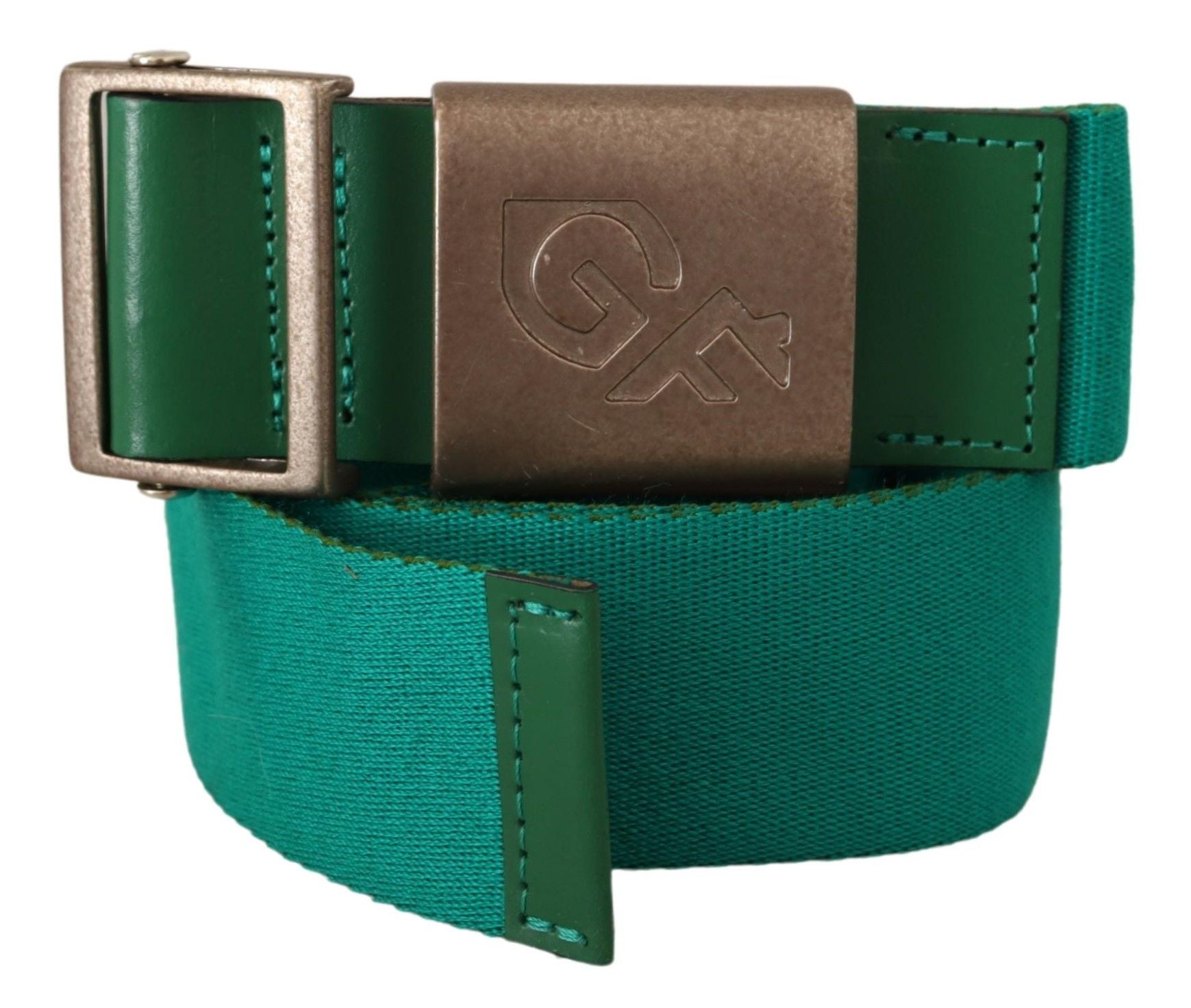 GF Ferre Green Cotton Silver Logo Колан за кръста с метална катарама