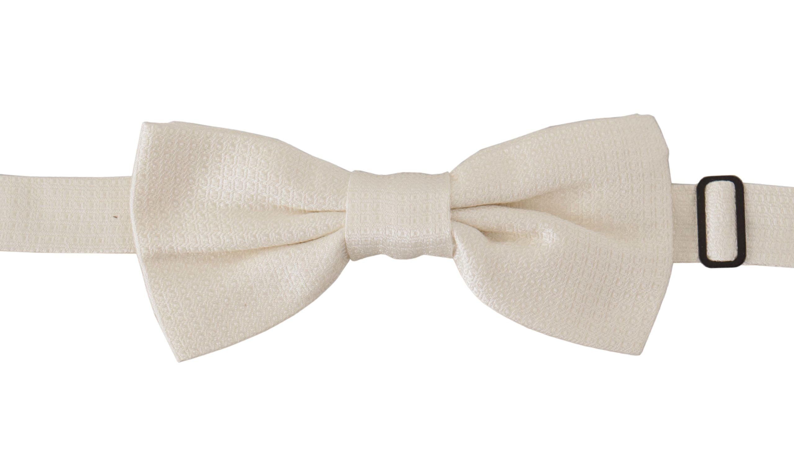 Dolce & Gabbana Off White Pattern Tie Papillon с регулиращо се деколте