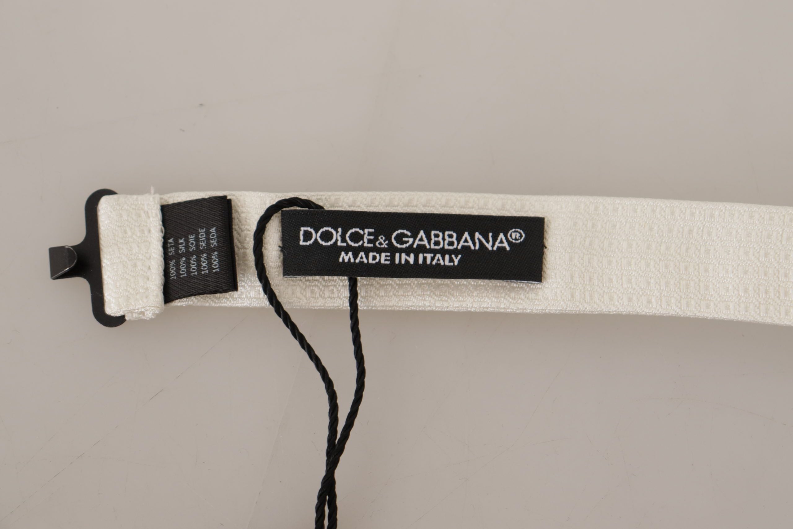 Dolce & Gabbana Off White Pattern Tie Papillon с регулиращо се деколте