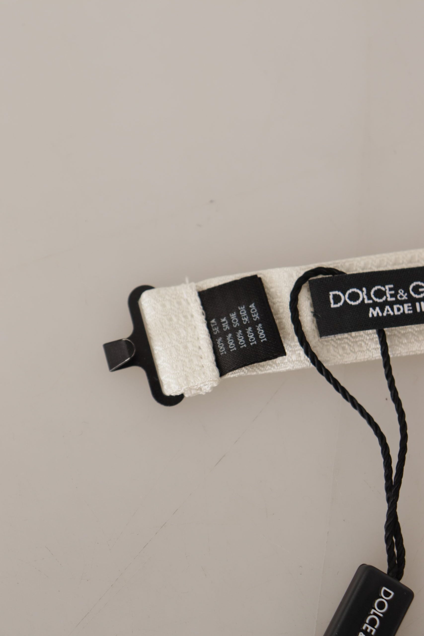 Dolce & Gabbana Off White Pattern Tie Papillon с регулиращо се деколте
