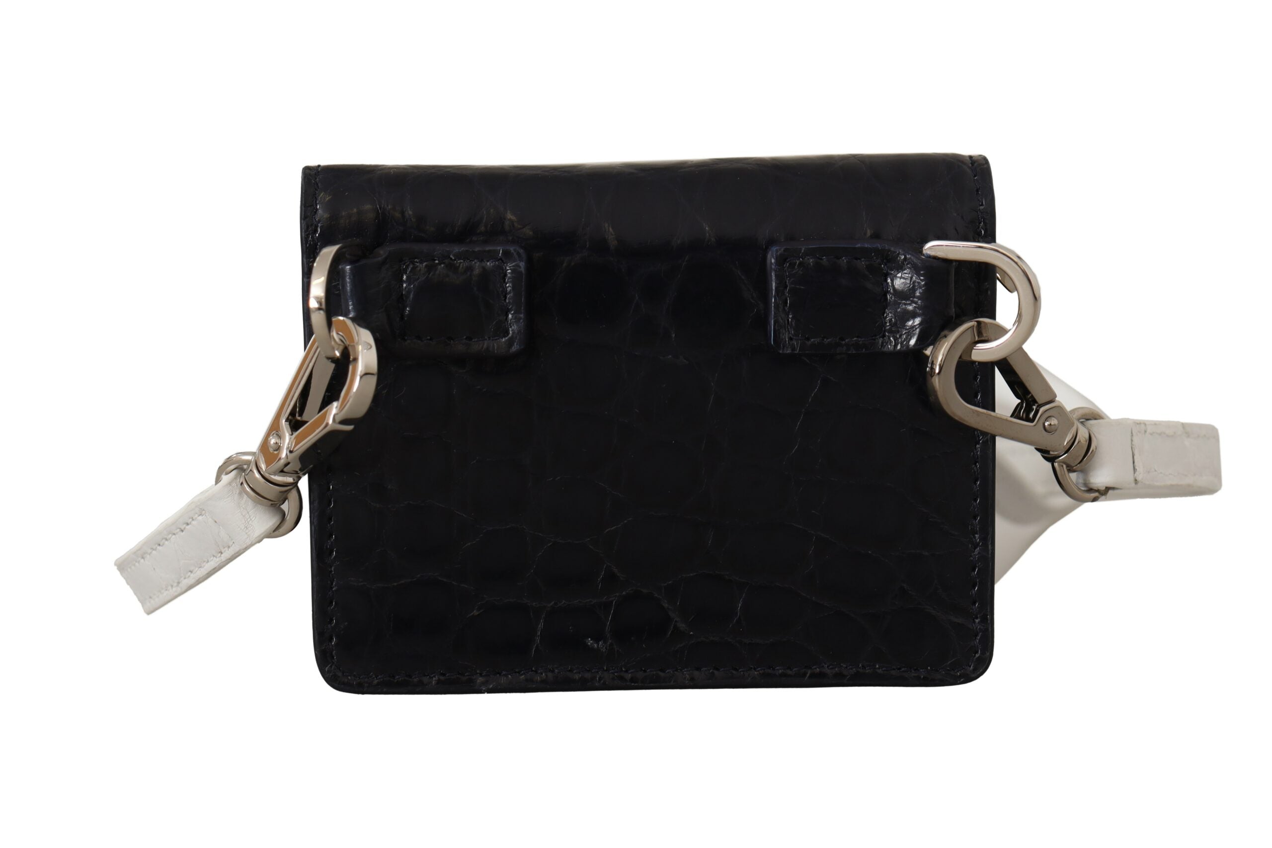 Портфейл Dolce & Gabbana Blue White Caiman Leather Strap Card Holder