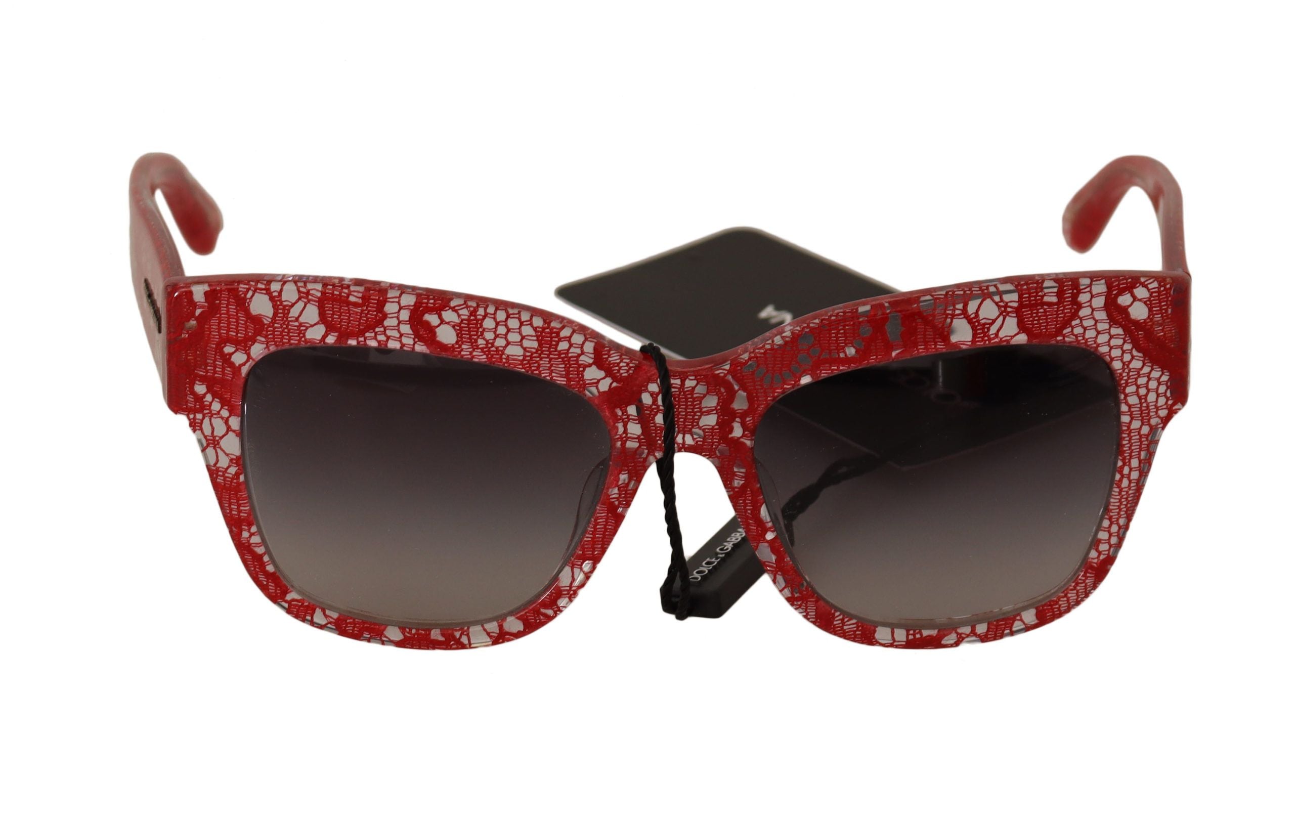 Слънчеви очила Dolce & Gabbana с червен дантелен ацетат и правоъгълник