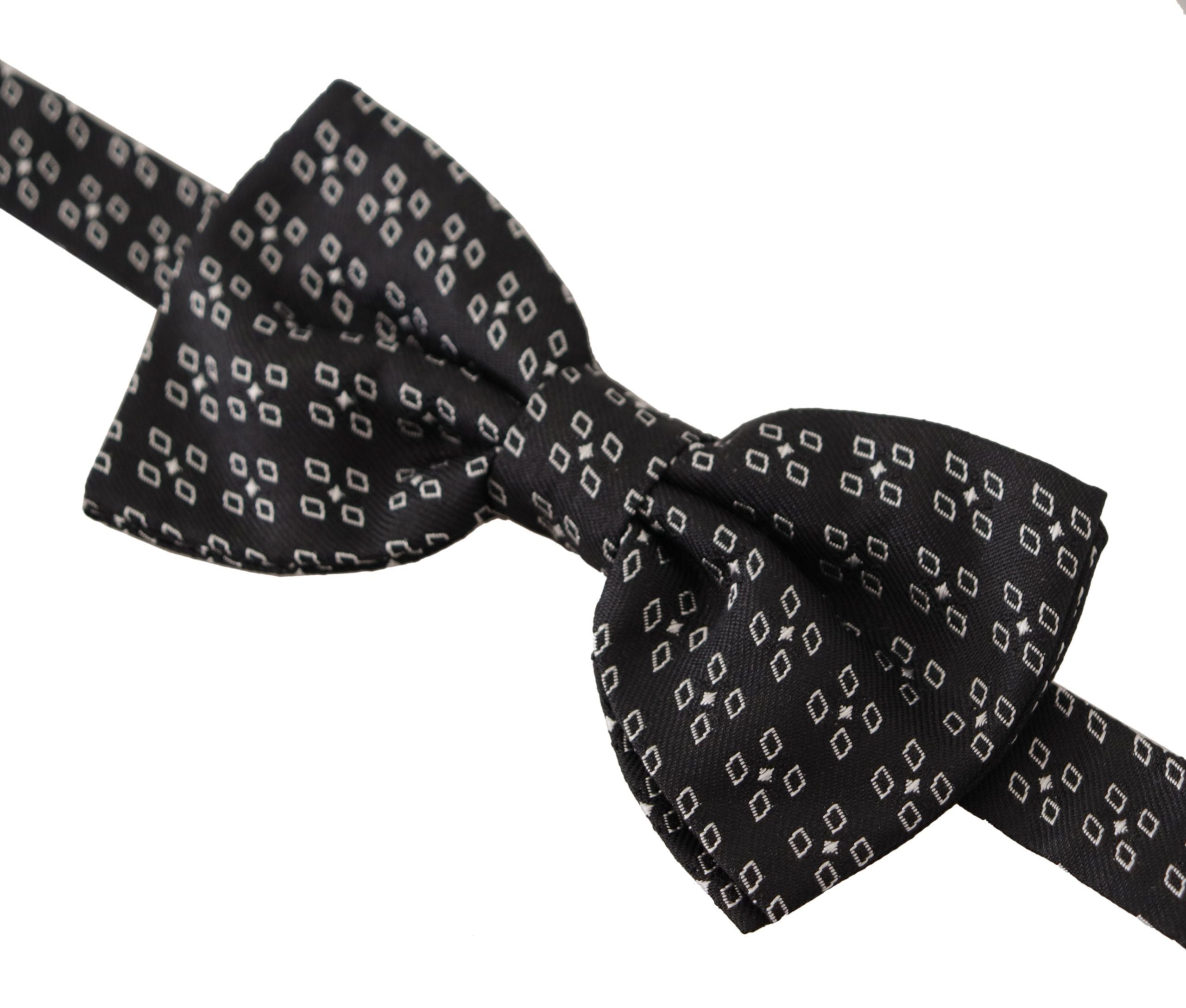 Dolce & Gabbana черно-бяла вратовръзка на точки с 100% коприна Papillon