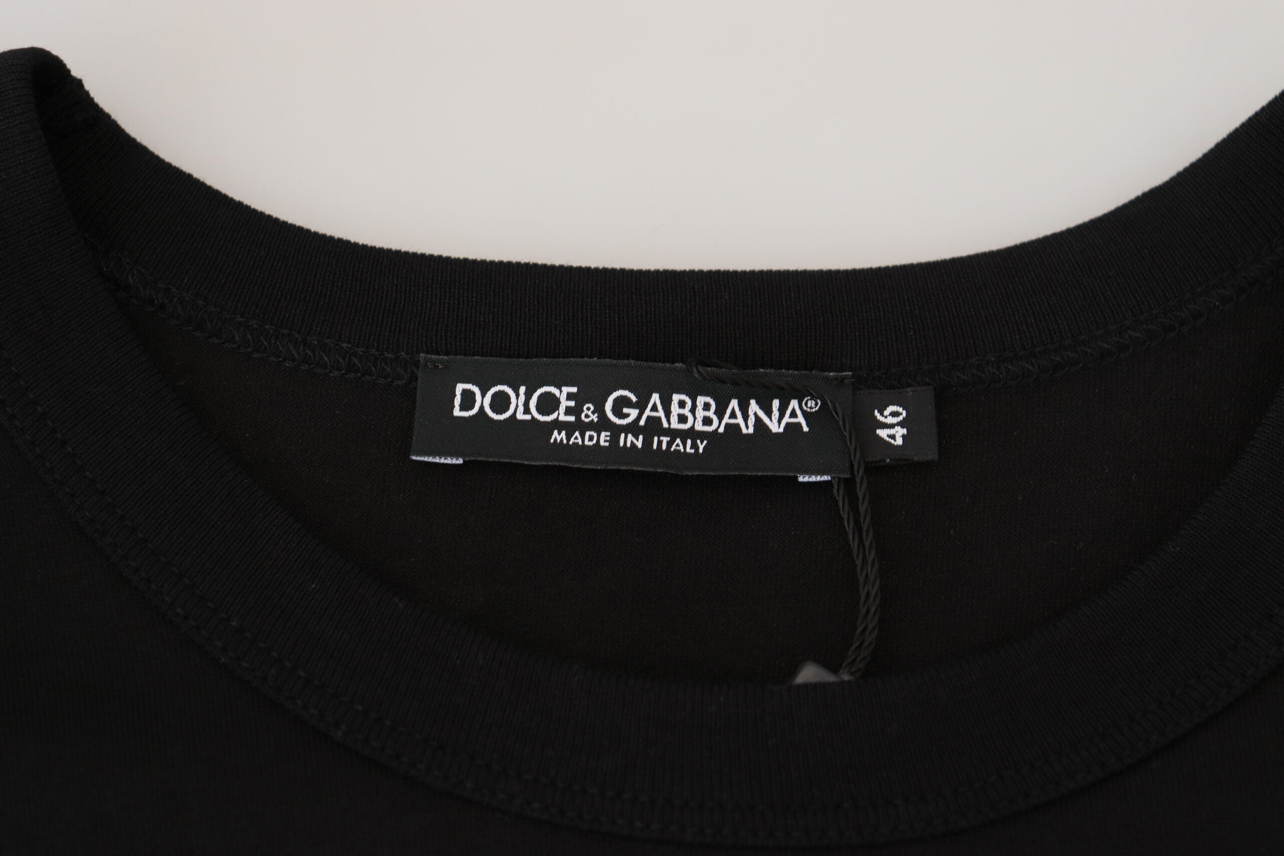 Черна памучна тениска с къс ръкав Dolce & Gabbana Sneak Peek