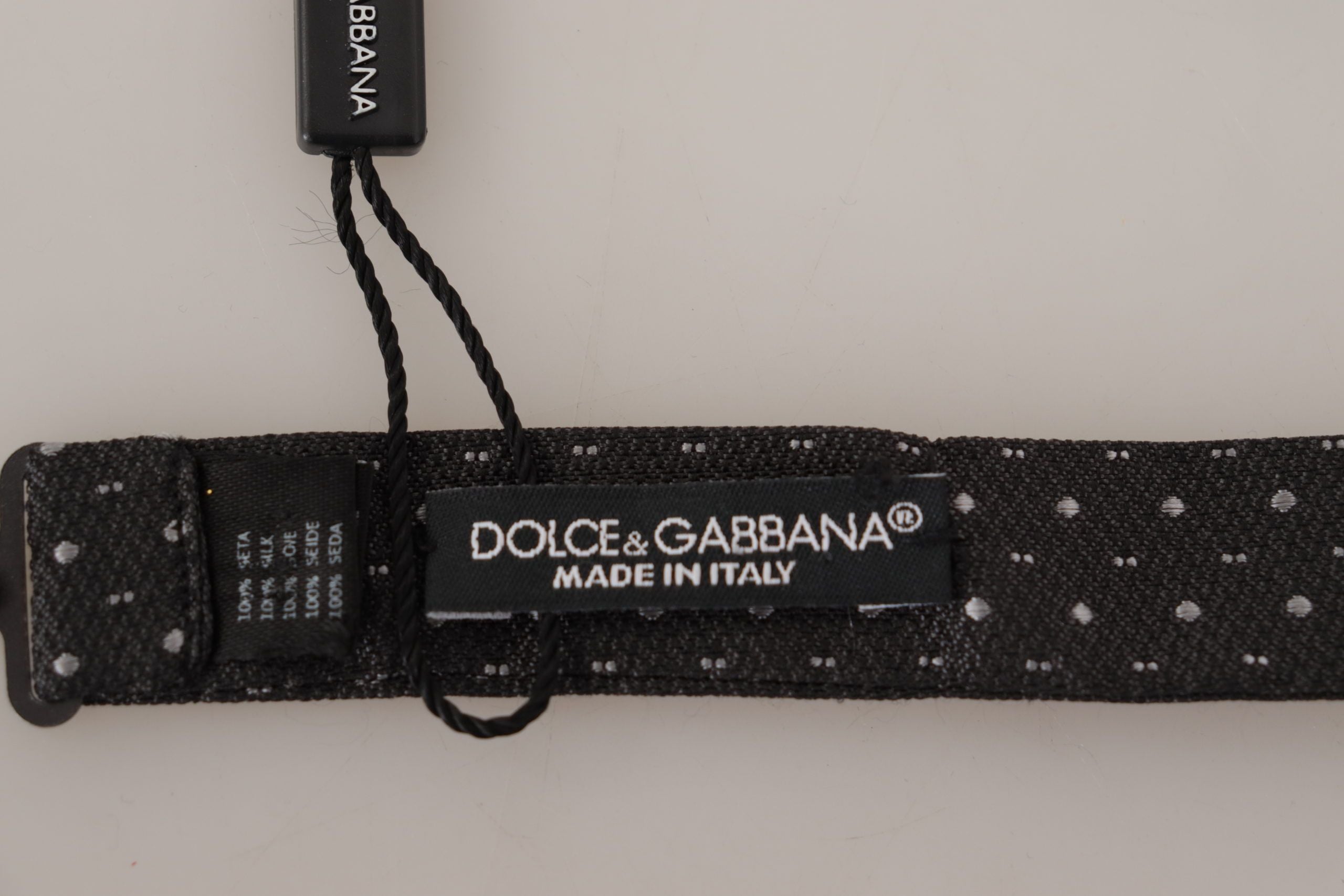 Dolce & Gabbana Сива вратовръзка на точки на 100% коприна Papillon