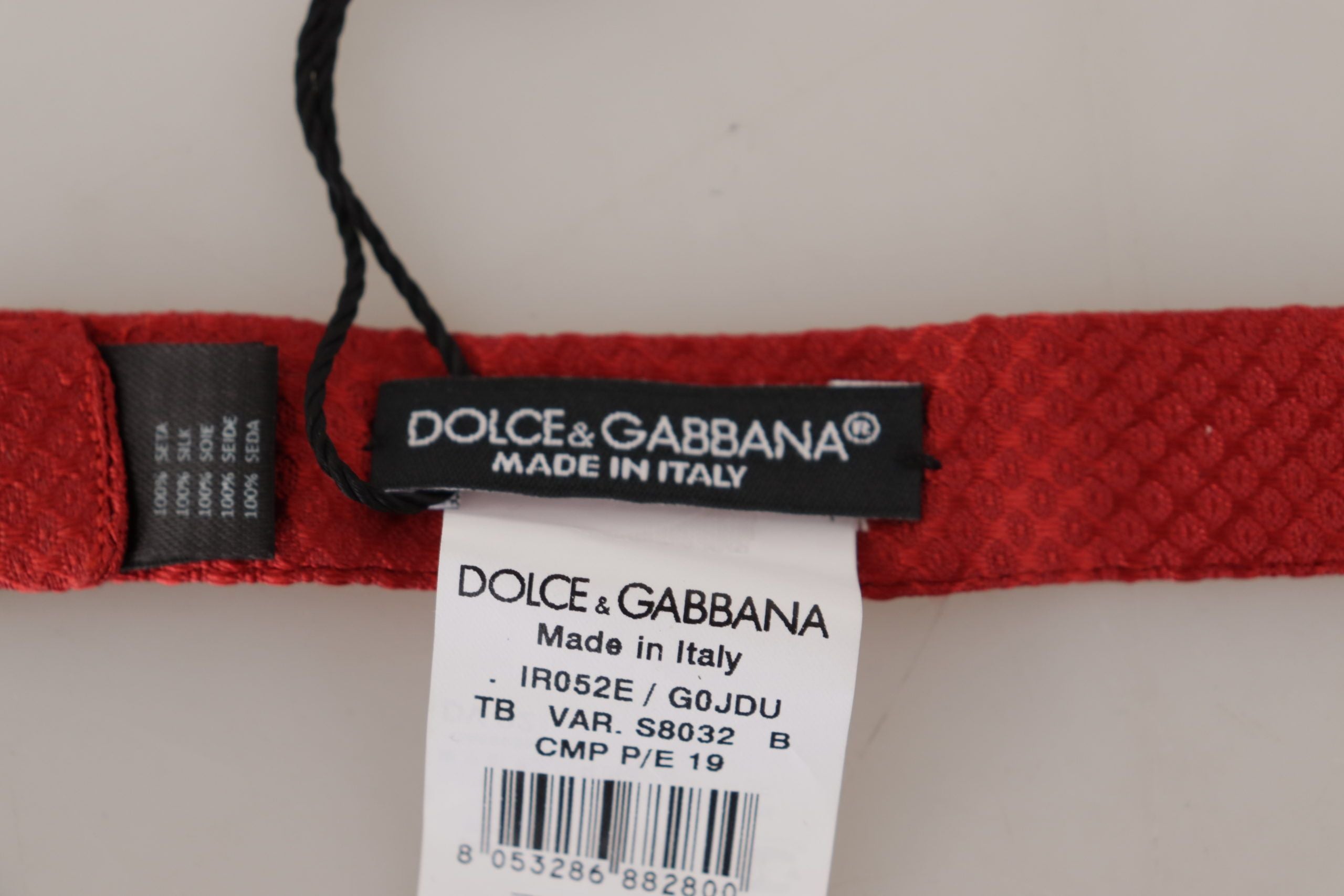 Dolce & Gabbana Червена 100% копринена вратовръзка Papillon с регулируема яка