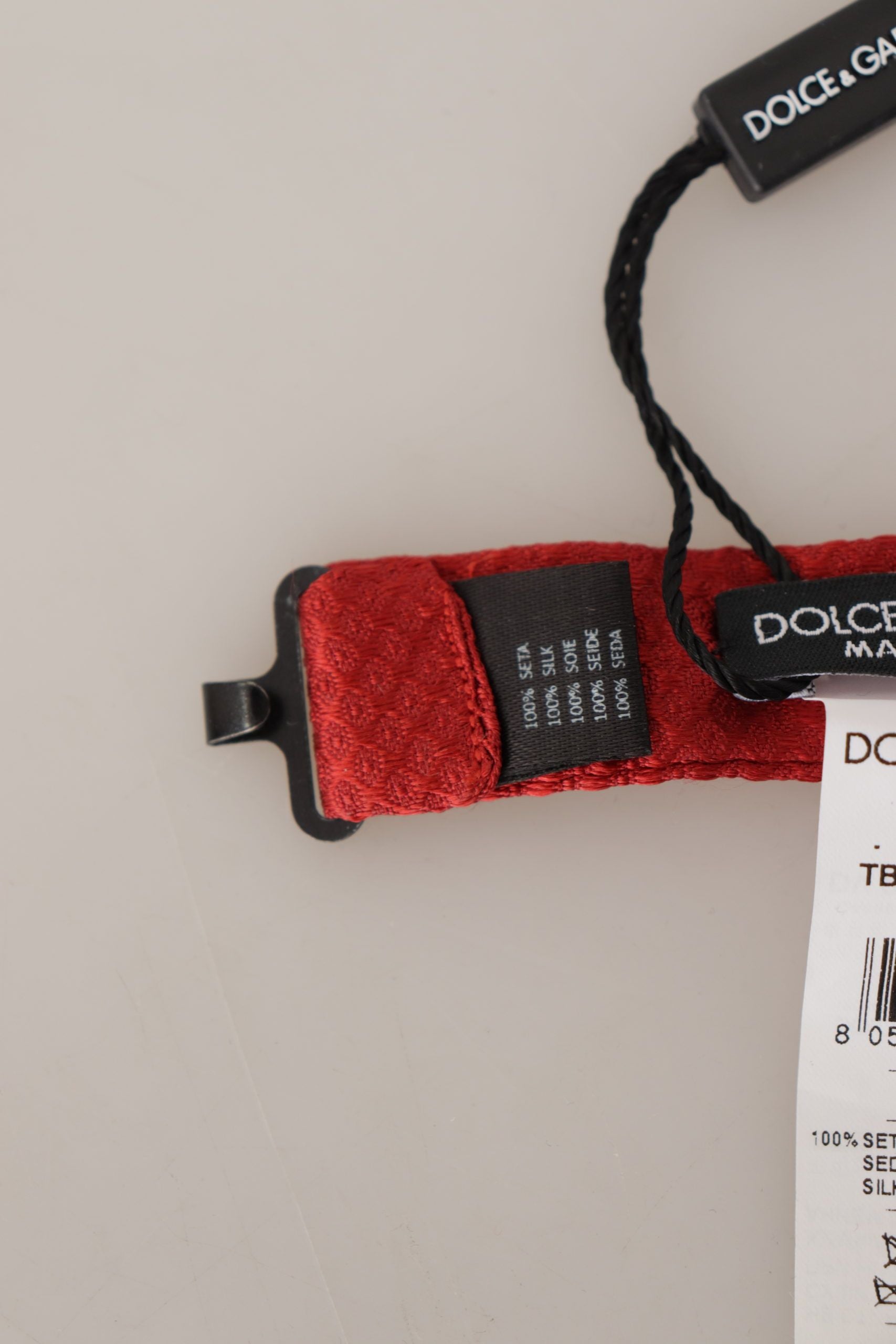 Dolce & Gabbana Червена 100% копринена вратовръзка Papillon с регулируема яка