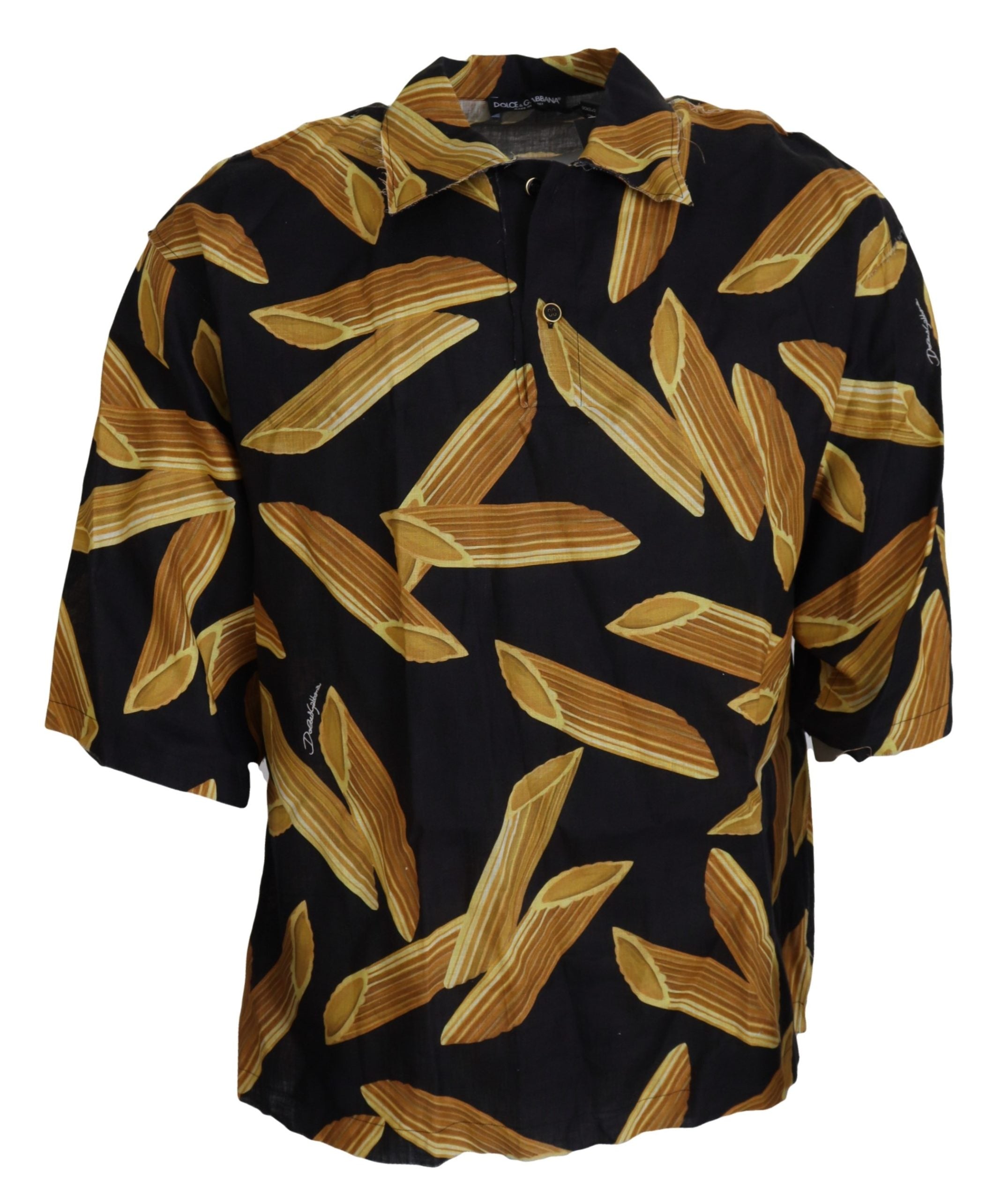 Dolce & Gabbana черна ежедневна ленена риза Penne Rigate