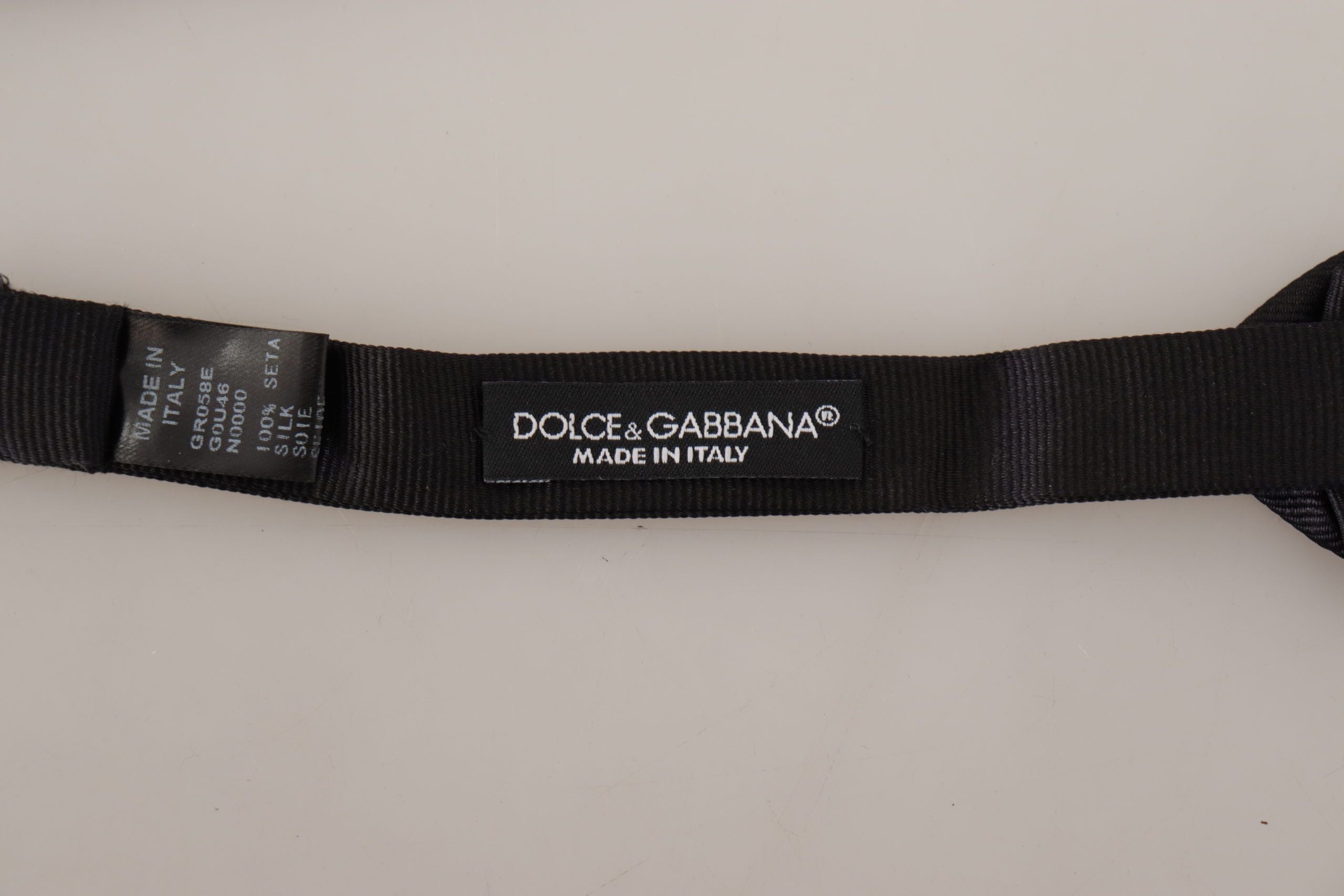 Dolce & Gabbana черна плътна 100% копринена вратовръзка Papillon с регулируема яка