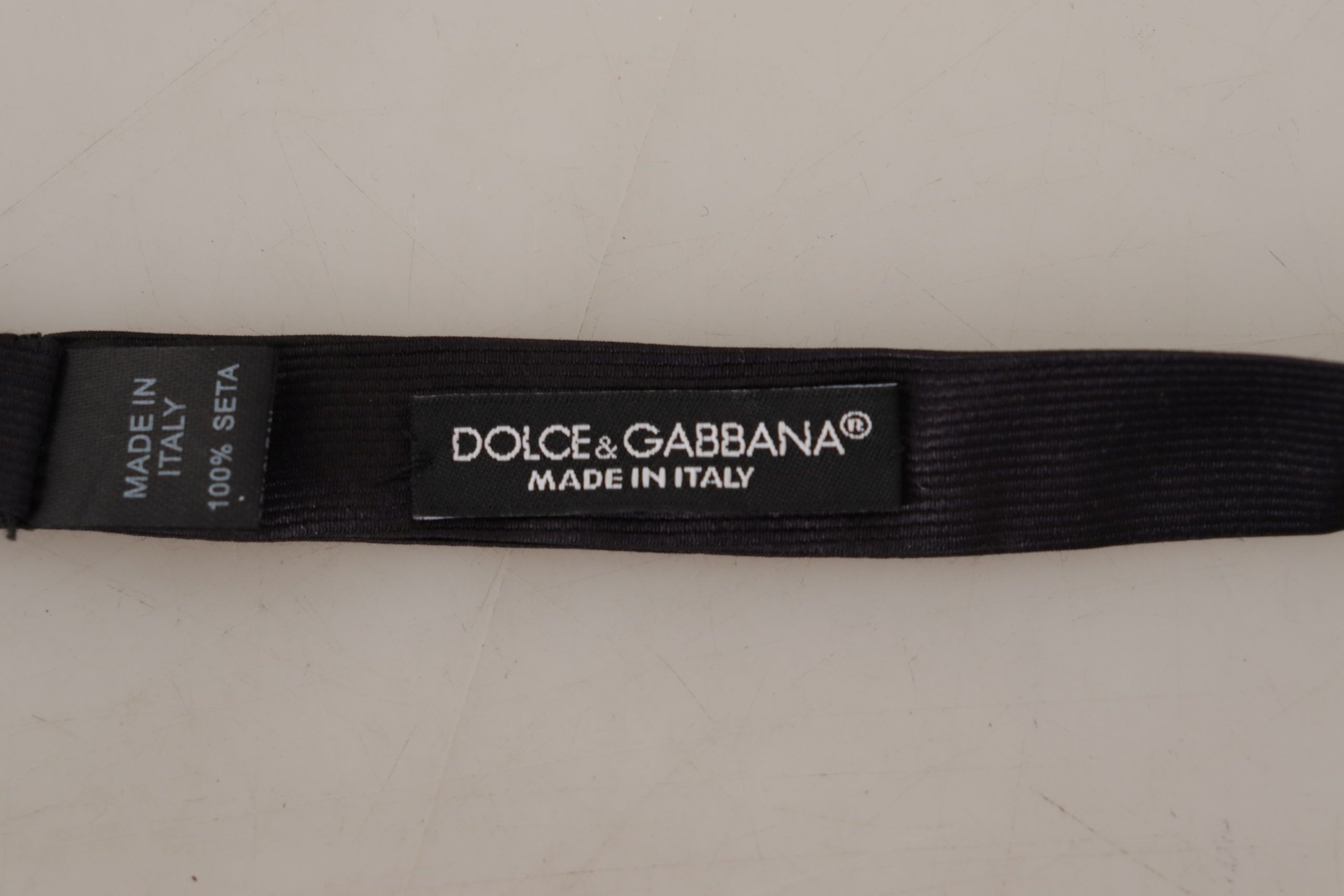 Dolce & Gabbana черна 100% копринена вратовръзка Papillon с регулируема яка