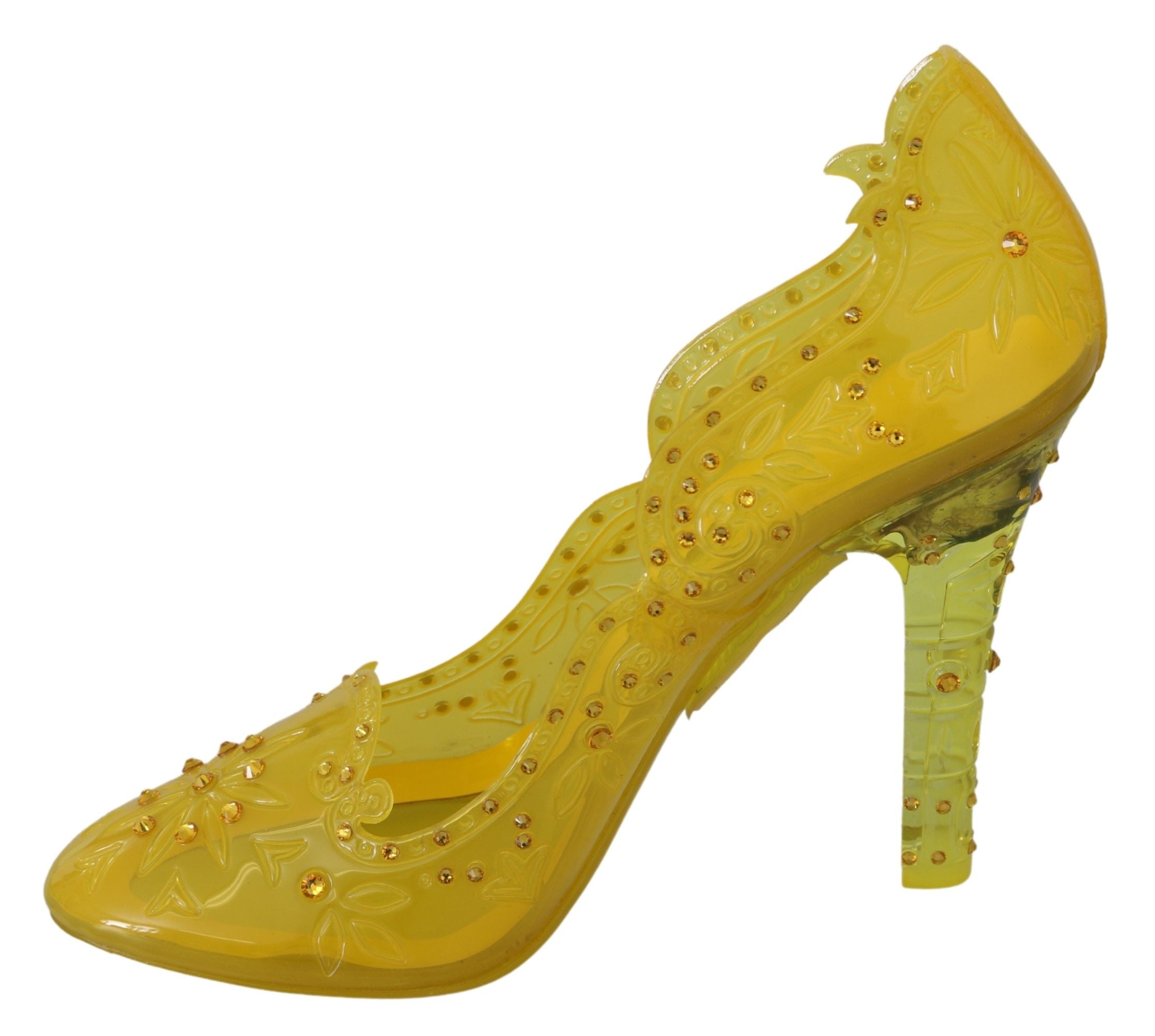 Dolce & Gabbana Жълти обувки с флорални кристали CINDERELLA на ток