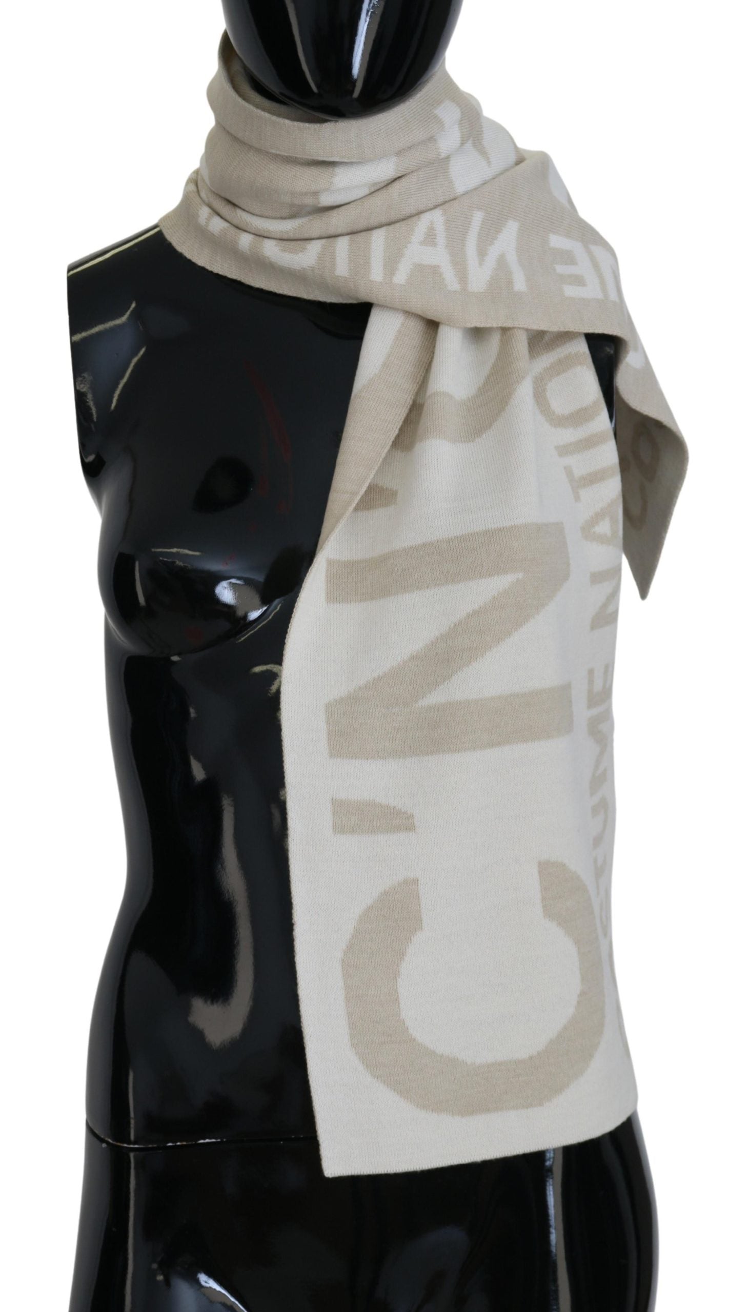 Costume National Elegant Beige Wool-Blend Scarf Wrap