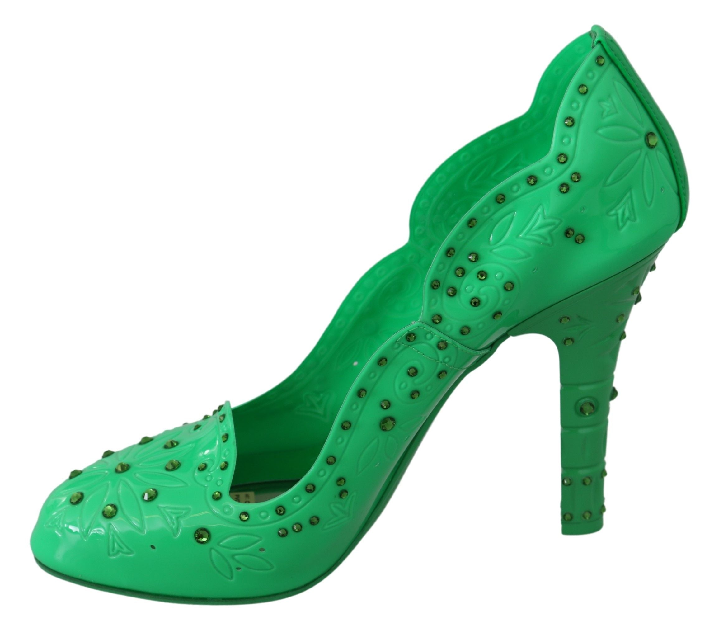 Обувки Dolce & Gabbana Green Crystal Floral CINDERELLA Heels