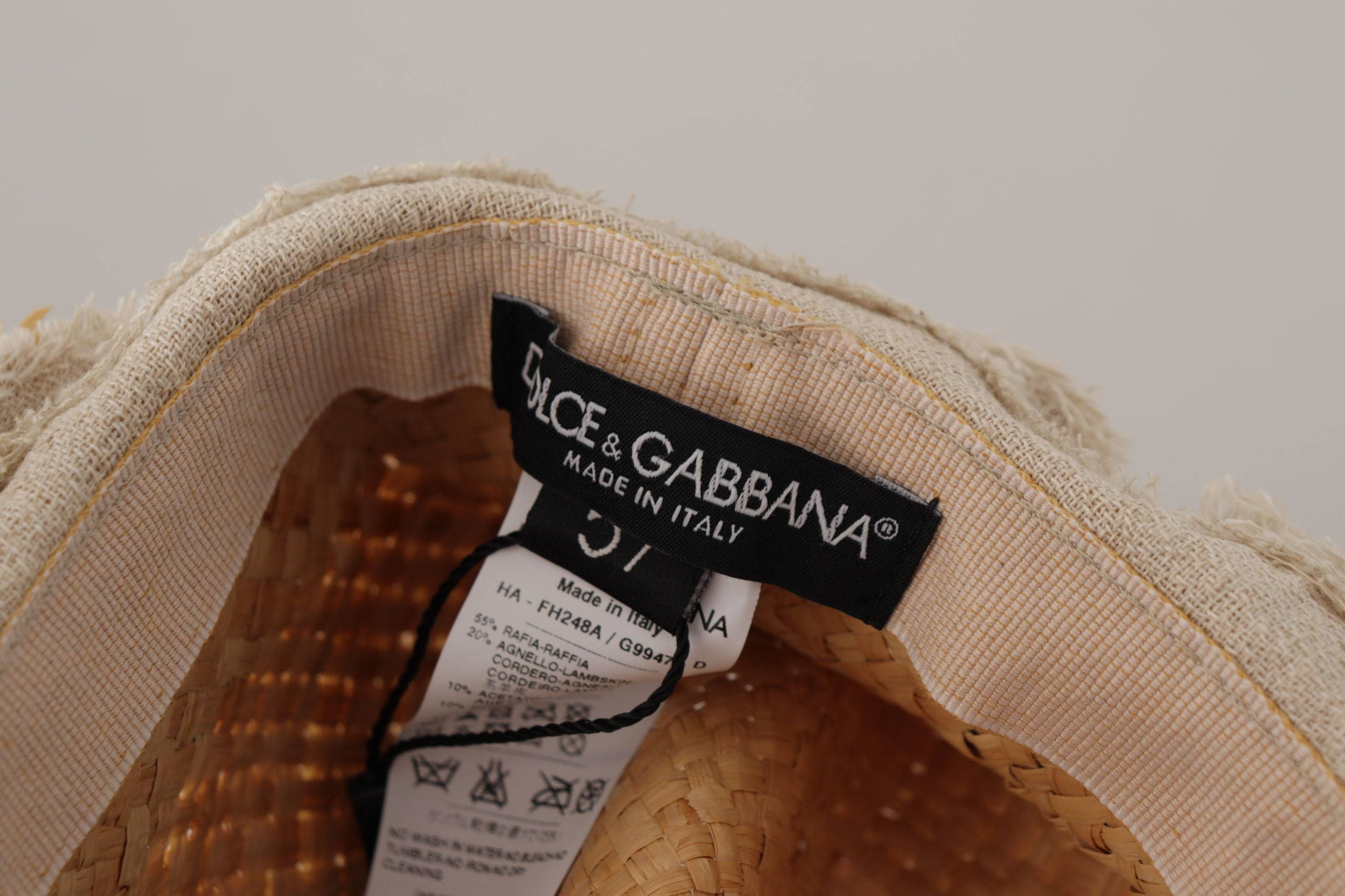 Dolce & Gabbana Жълта панделка, украсена с цветя, сламена шапка