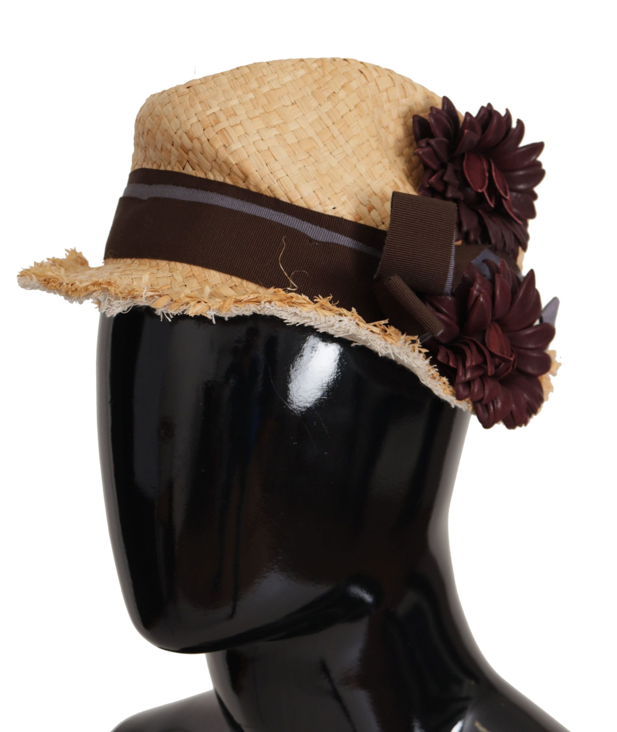 Dolce & Gabbana Жълта панделка, украсена с цветя, сламена шапка