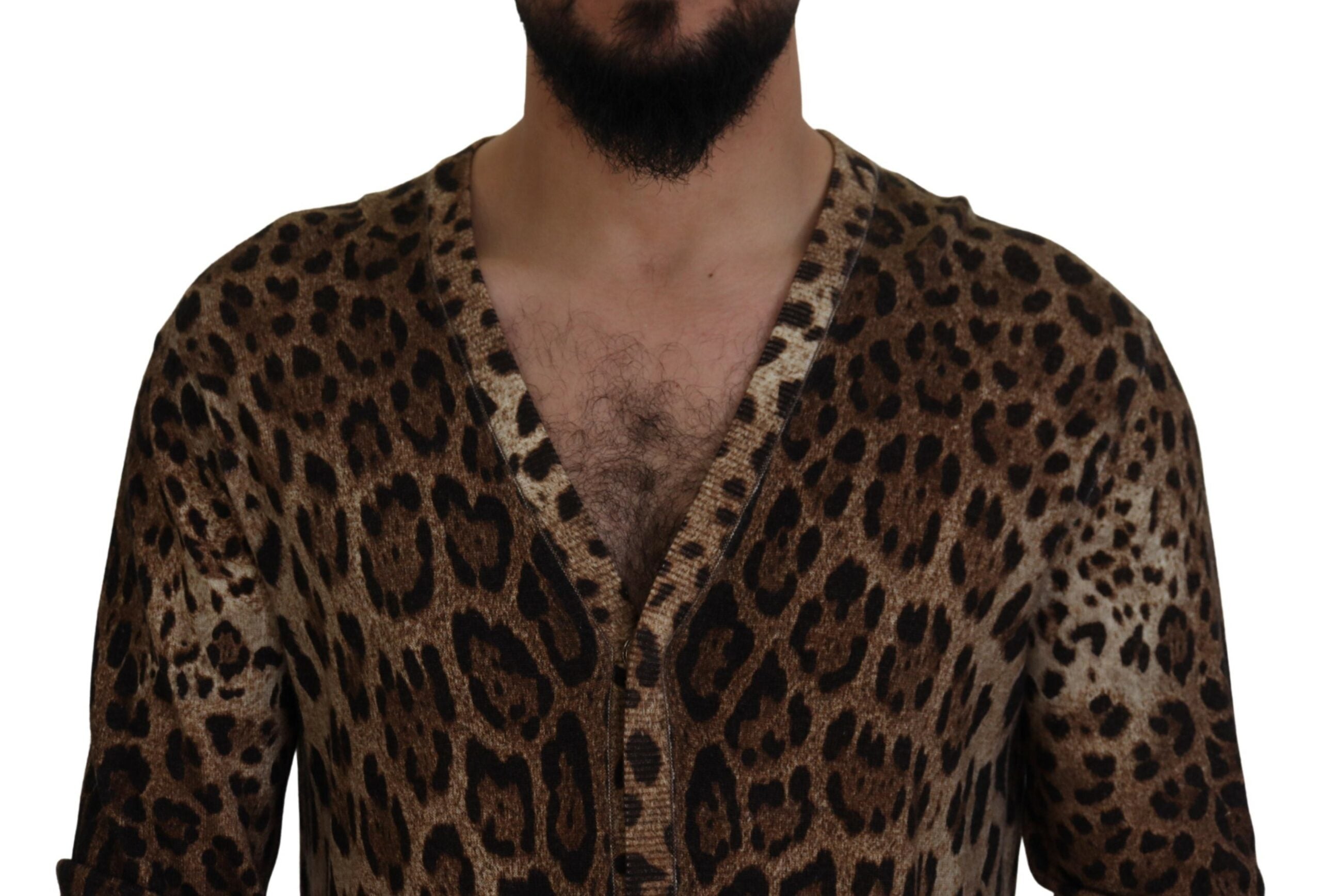 Dolce & Gabbana Elegant Leopard Wool Cardigan Sweater