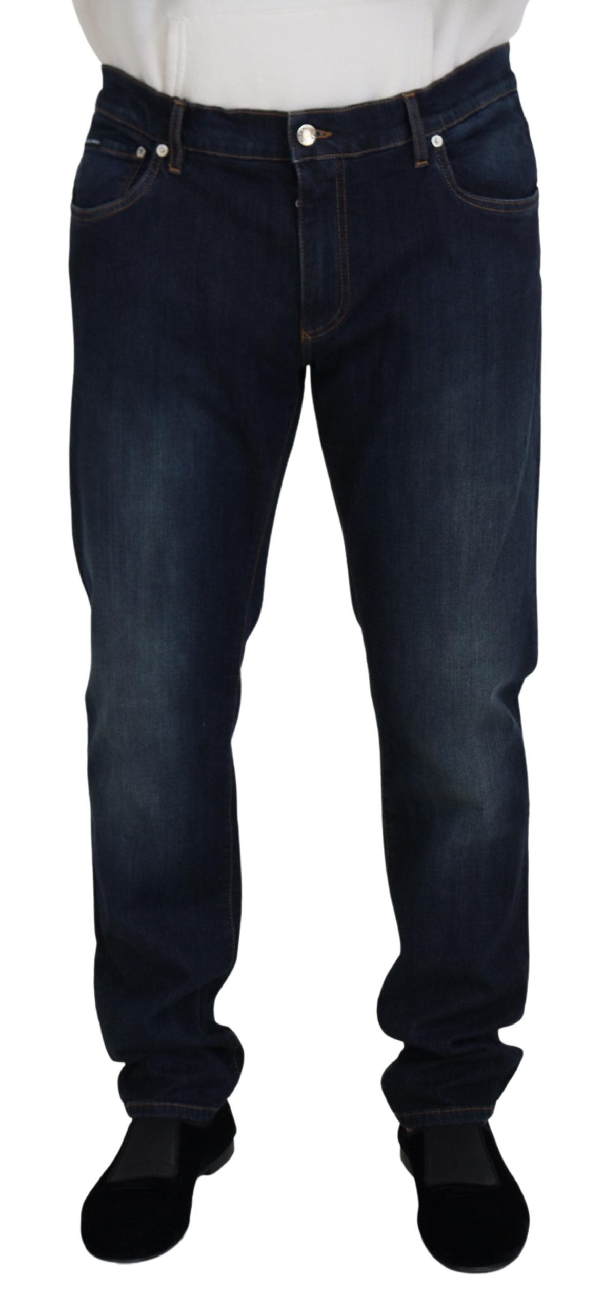 Dolce & Gabbana Blue Cotton Straight Croy Casual Denim Jeans