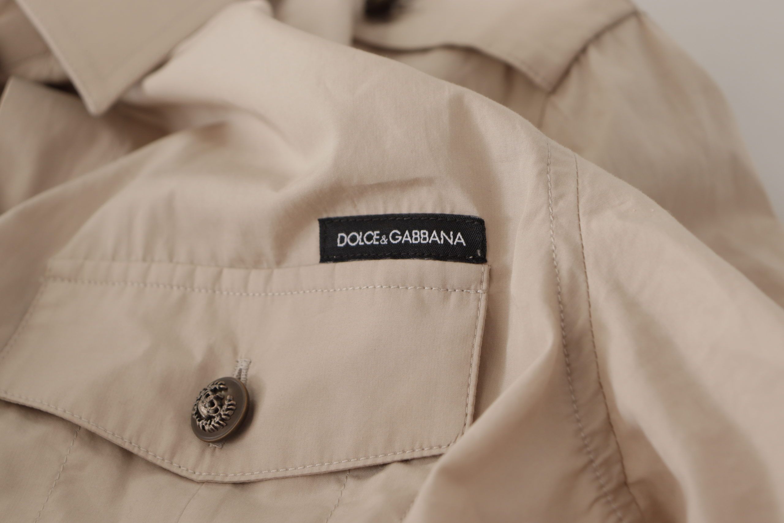 Dolce & Gabbana бежова поплин сафари риза с яка и джоб
